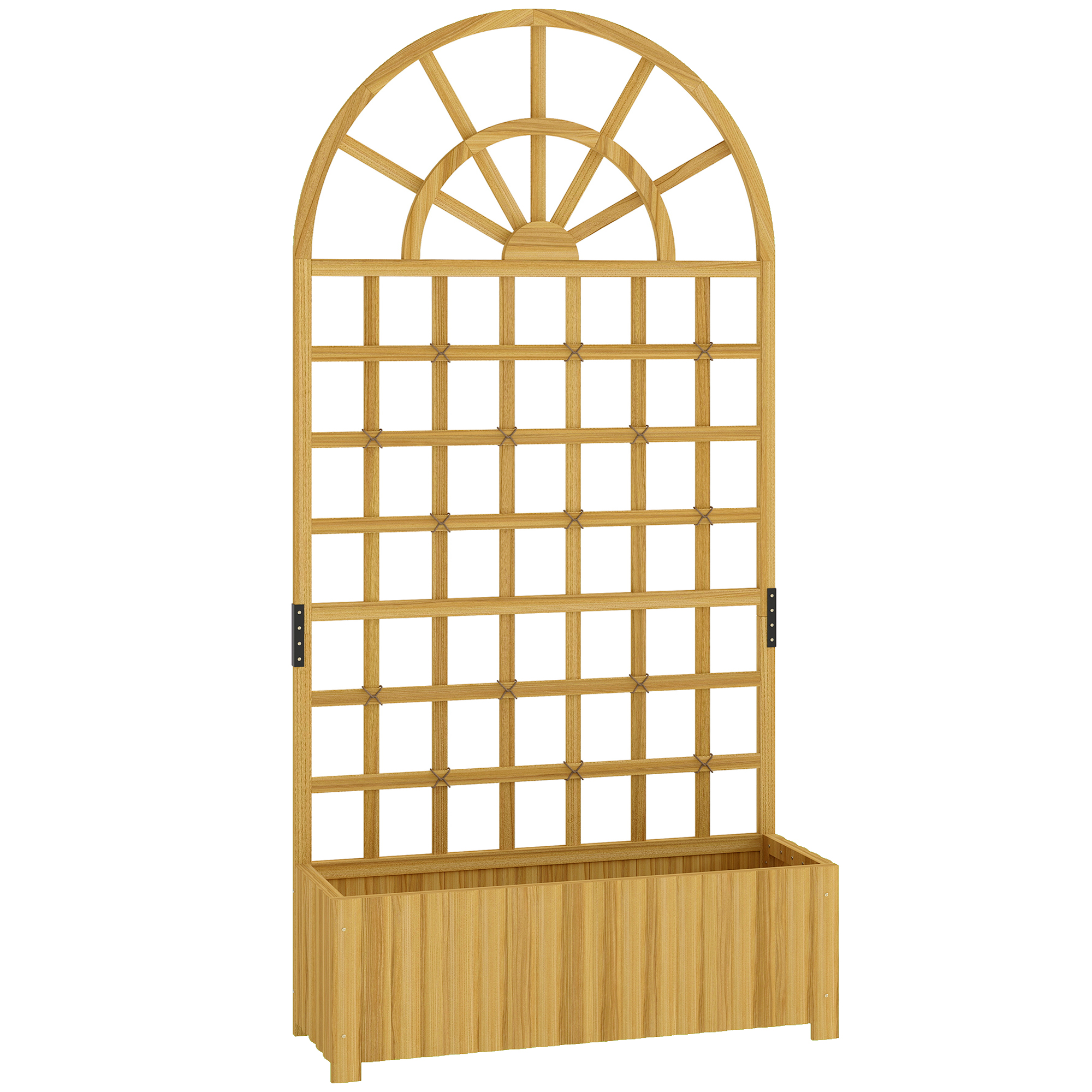 ORAELI Wooden Raised Planter with Trellis - Light Wood - Life Essentials