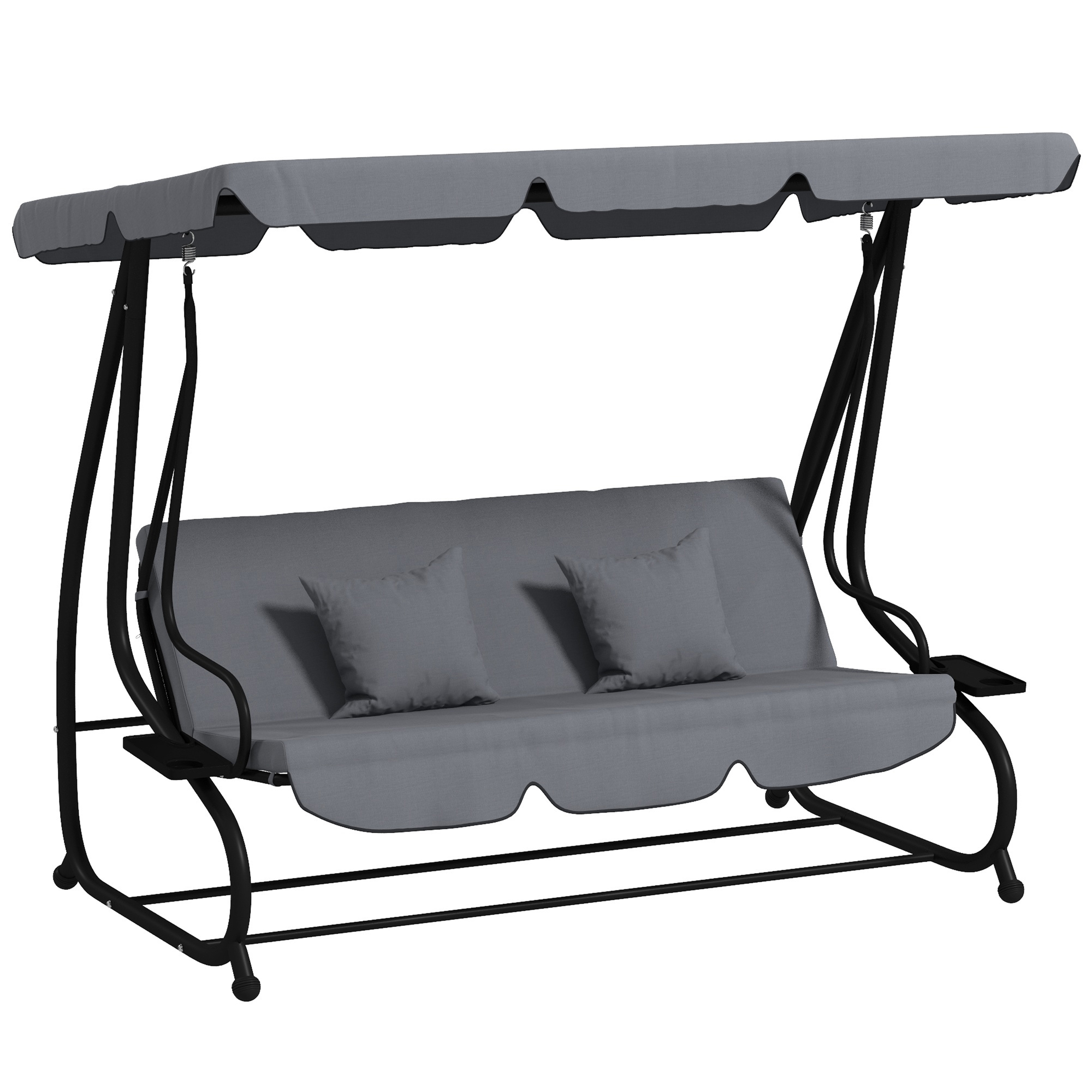 JADMER Metal 3 Seater Garden Swing Chair - Dark Grey - Life Essentials