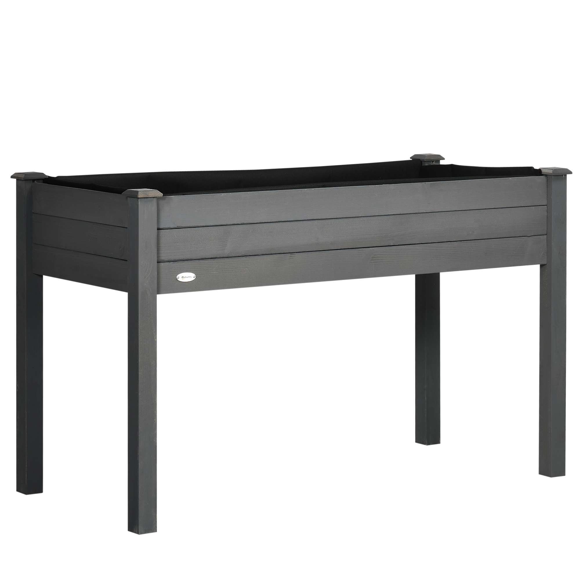 BELEOS Fabric Wooden Raised Garden Bed - Dark Grey - Life Essentials