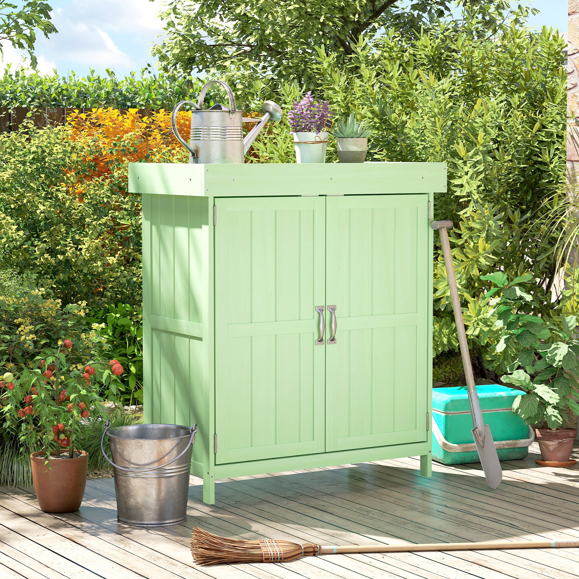 BELIX Wooden Wooden Garden Shed - Green - Life Essentials