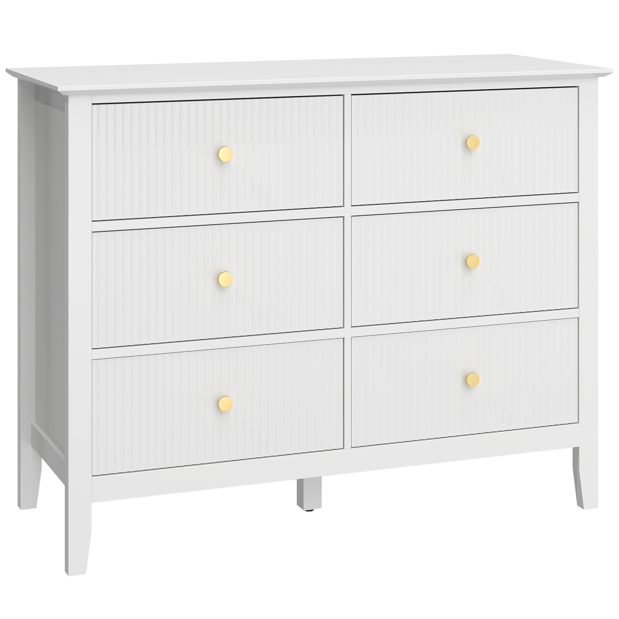 MONAUX White Chest of Drawers - Medium-sized, 6 Drawers, Double - Life Essentials