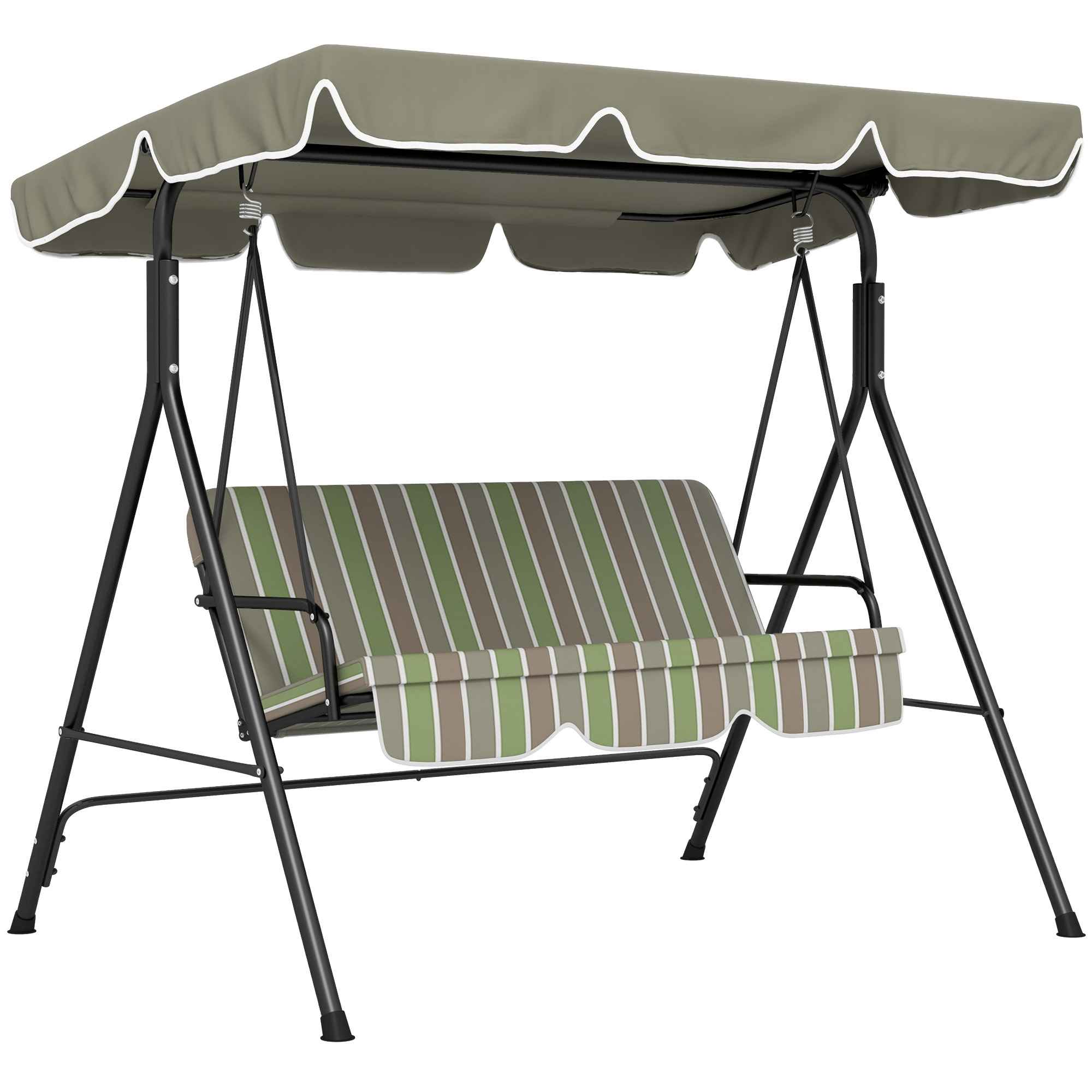 VALEON Metal 3 Seater Garden Swing Chair - Green - Life Essentials