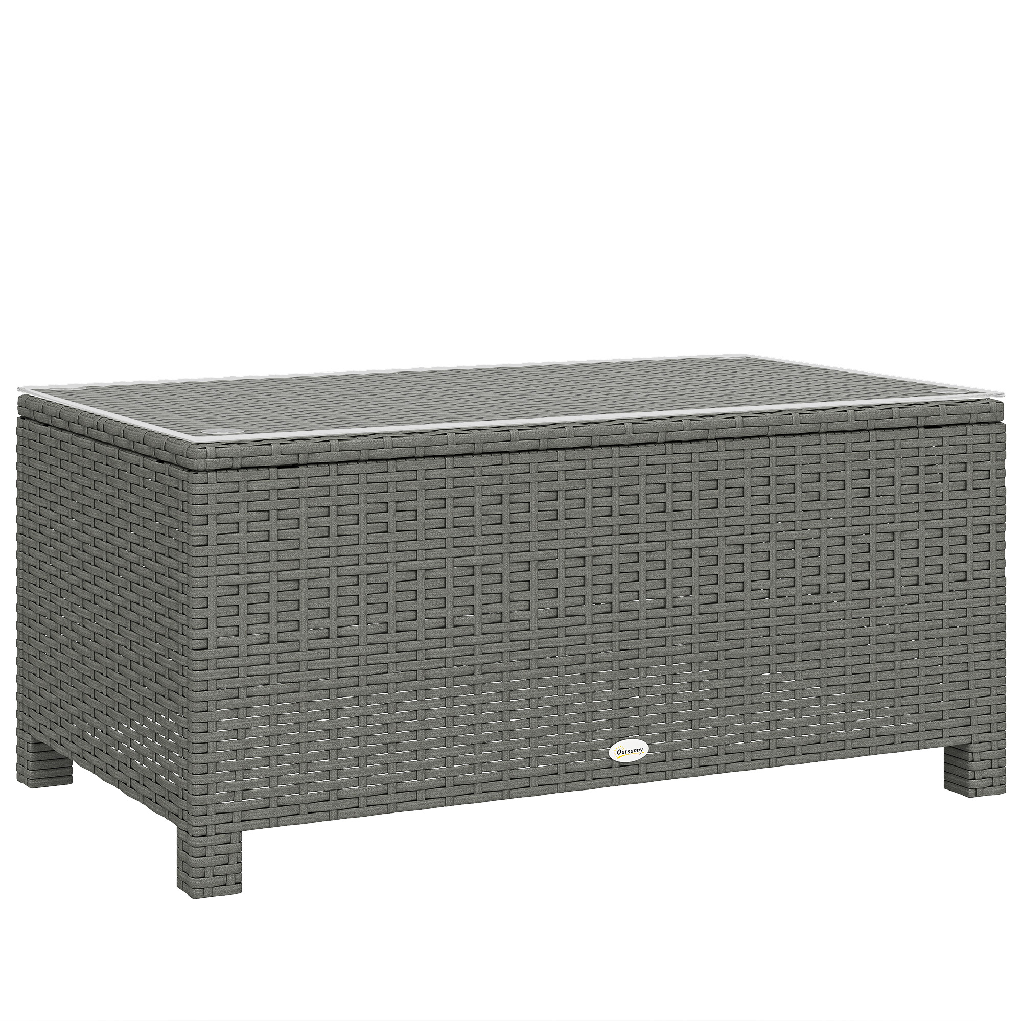 ZENEOS Rattan Rattan Garden Coffee Table - Light Grey - Life Essentials