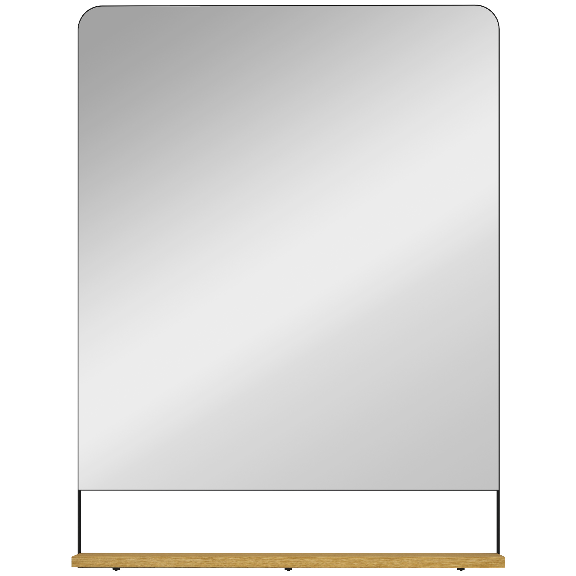 NOVIS Wooden Wall Mirror with Shelf - Black - Life Essentials