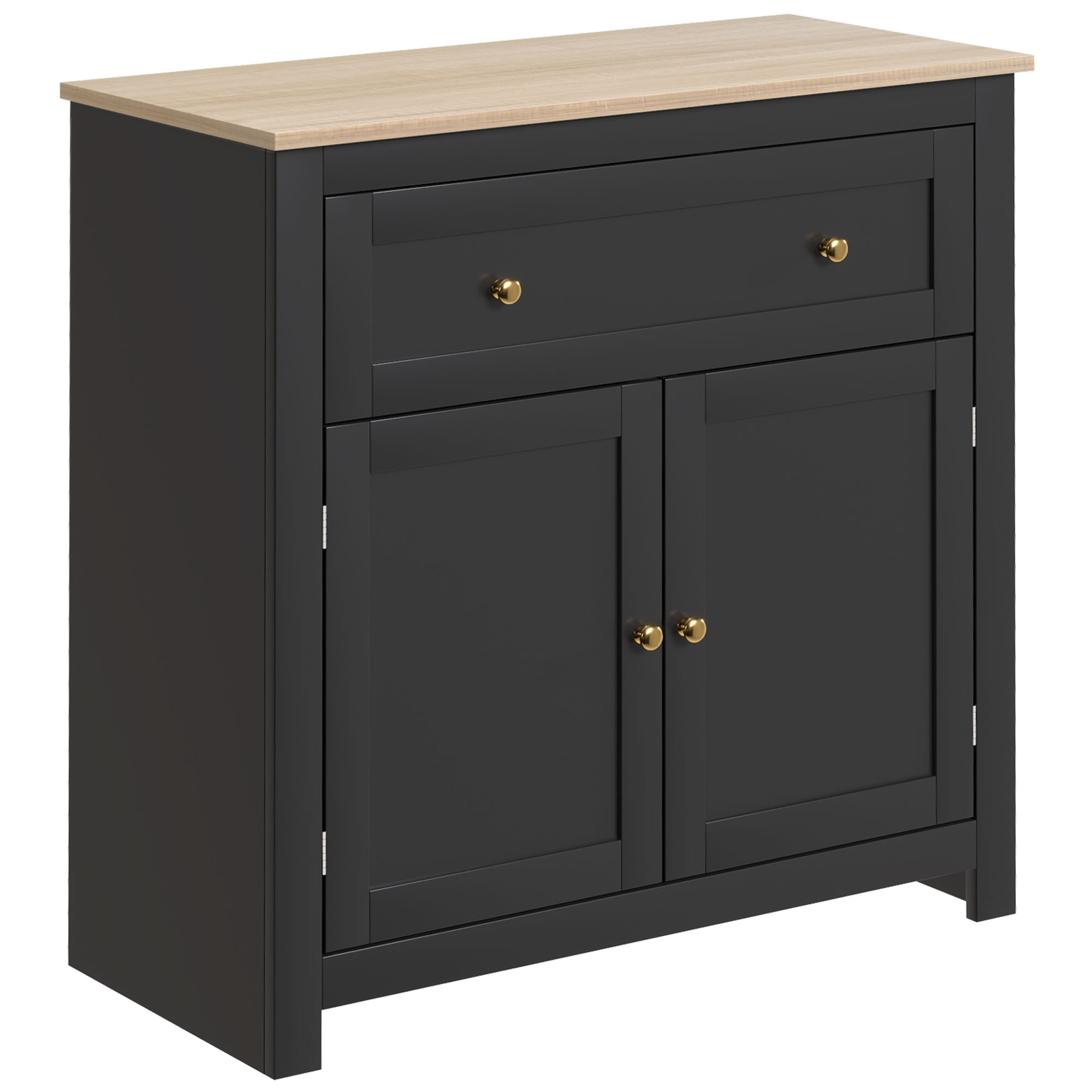NOVELI Wooden Sideboard Cabinet - Black - Life Essentials
