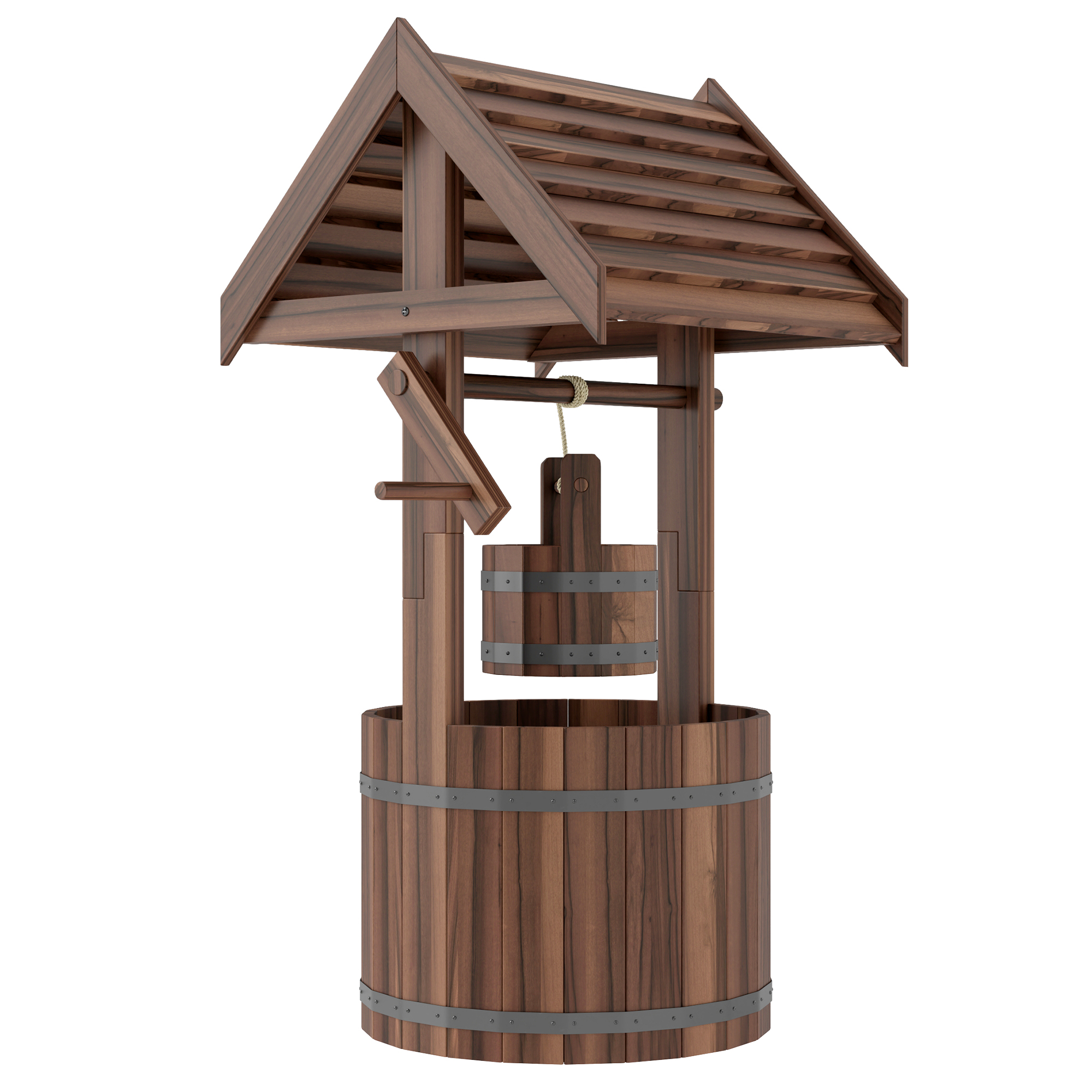 ORAIS Wooden Wooden Wishing Well Planter - Carbonized - Life Essentials