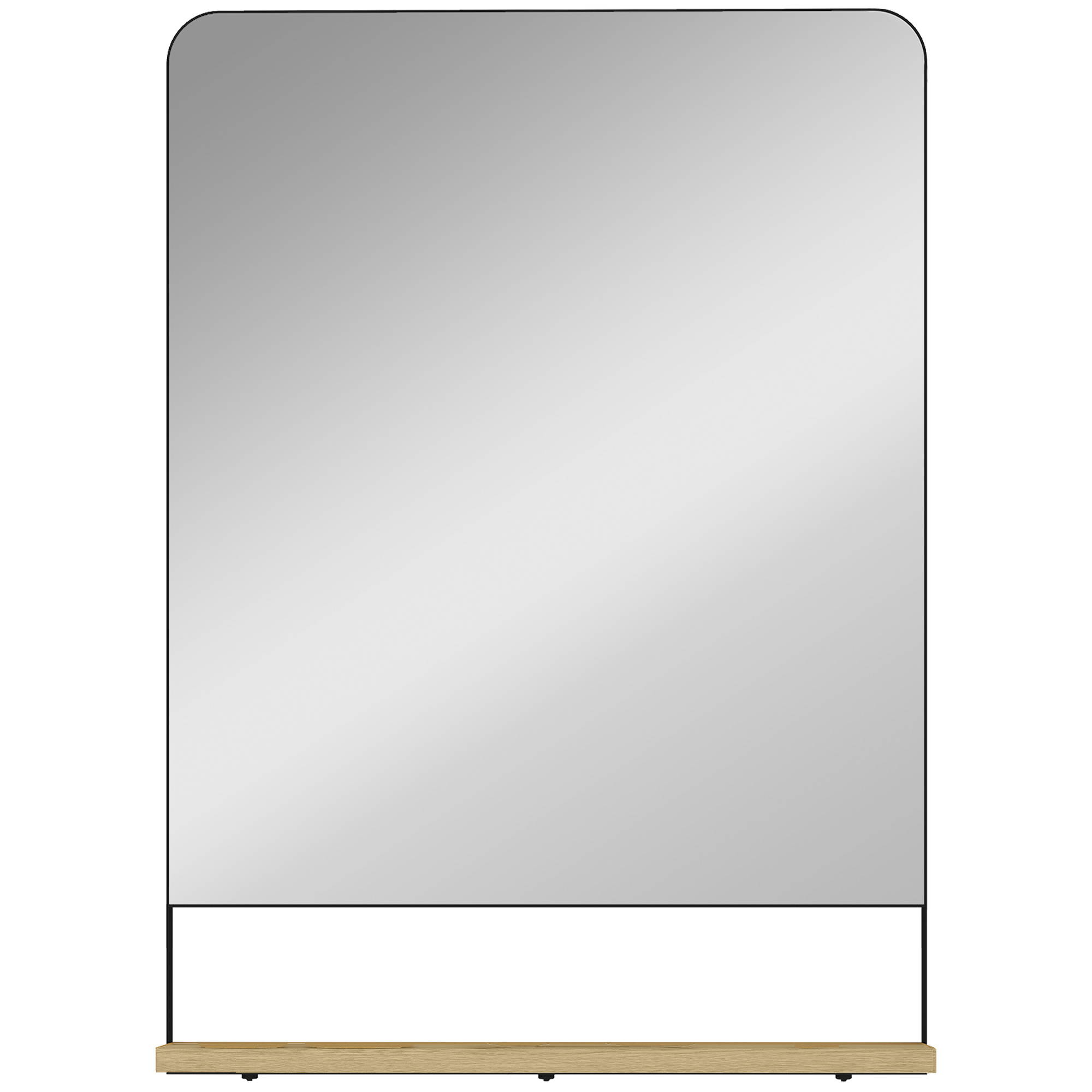 NOVON Wooden Wall Mirror with Shelf - Black - Life Essentials