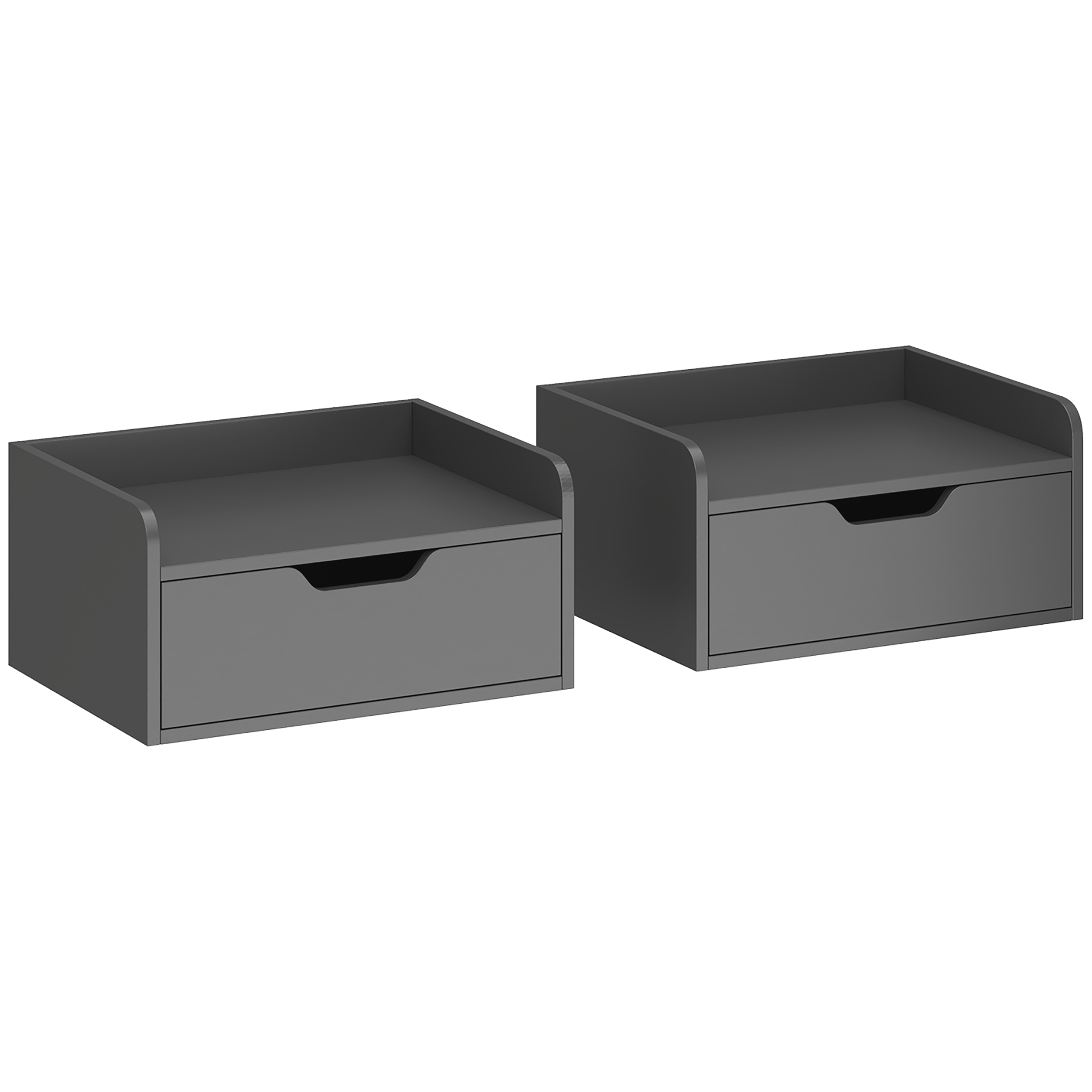 VELIVO Wooden Wall Mounted Nightstand Set - Black - Life Essentials