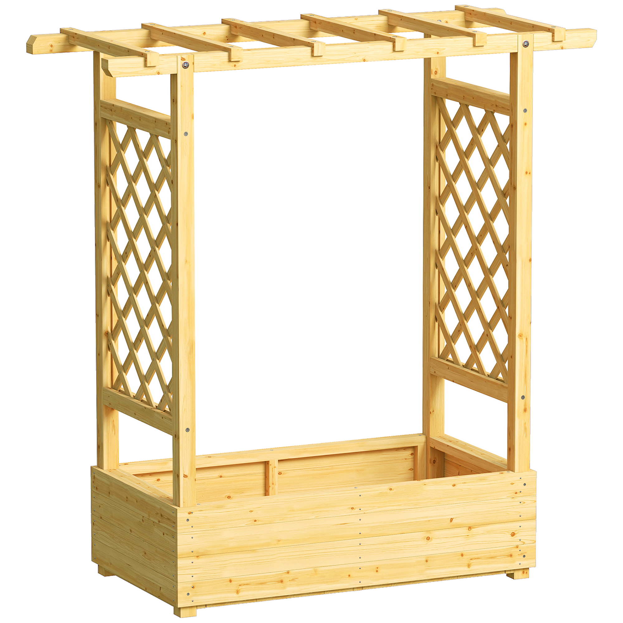 RIVON Wooden Wooden Planter with Trellis - Natural - Life Essentials