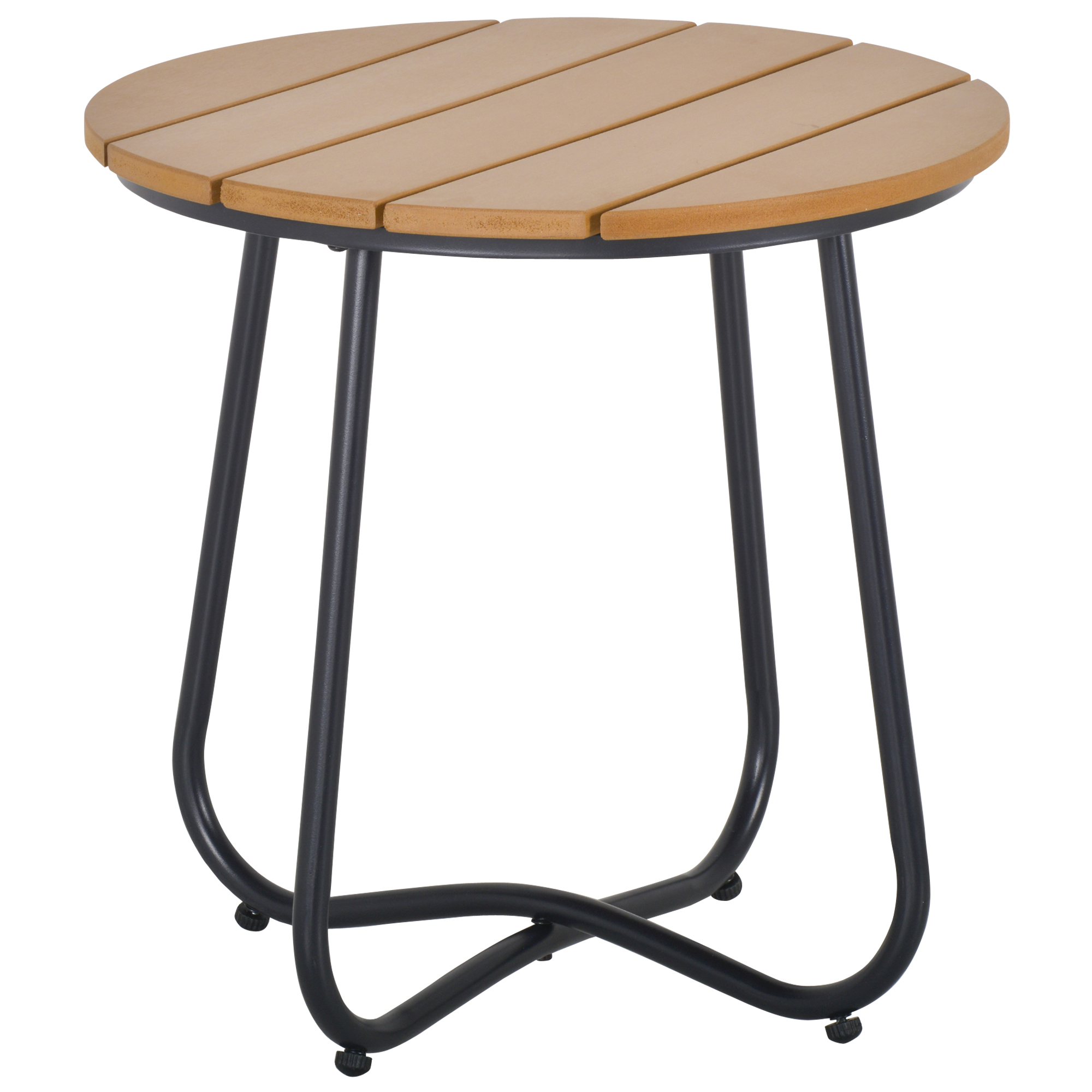 ELVIA Metal Outdoor Side Table - Light Wood - Life Essentials