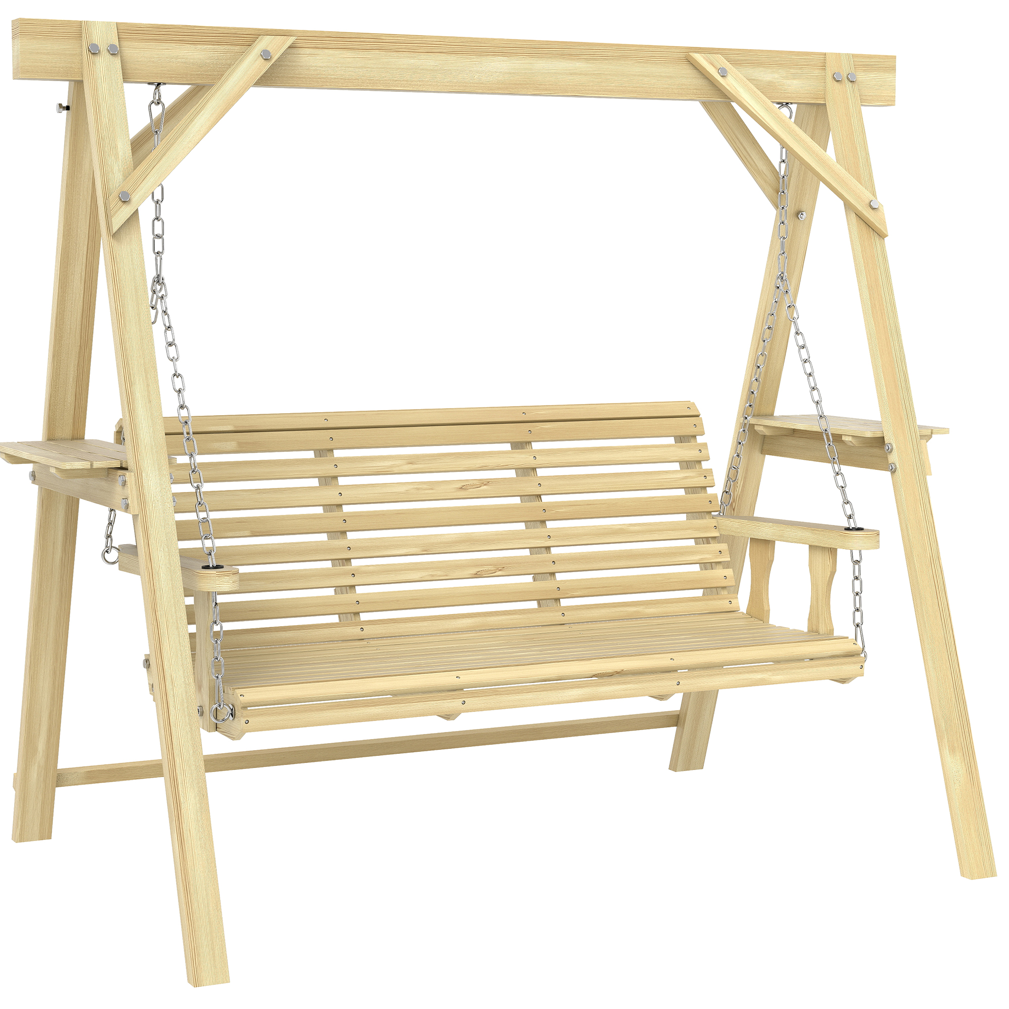 VALORE Wooden Wooden Garden Swing Bench - Light Wood - Life Essentials