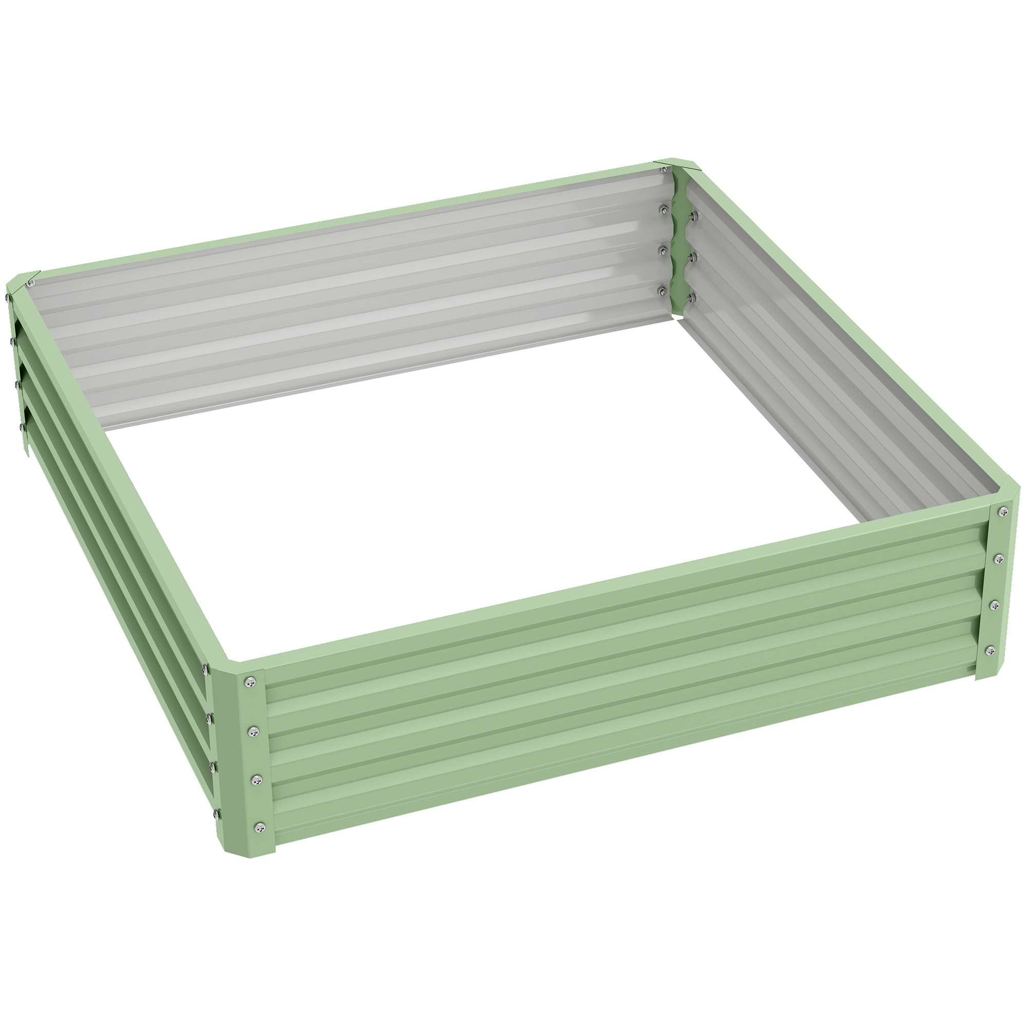 PRESTHOR 120 x 120 x 30 cm Weather Resistant Steel Raised Garden Bed for Plants - Light Green - Life Essentials