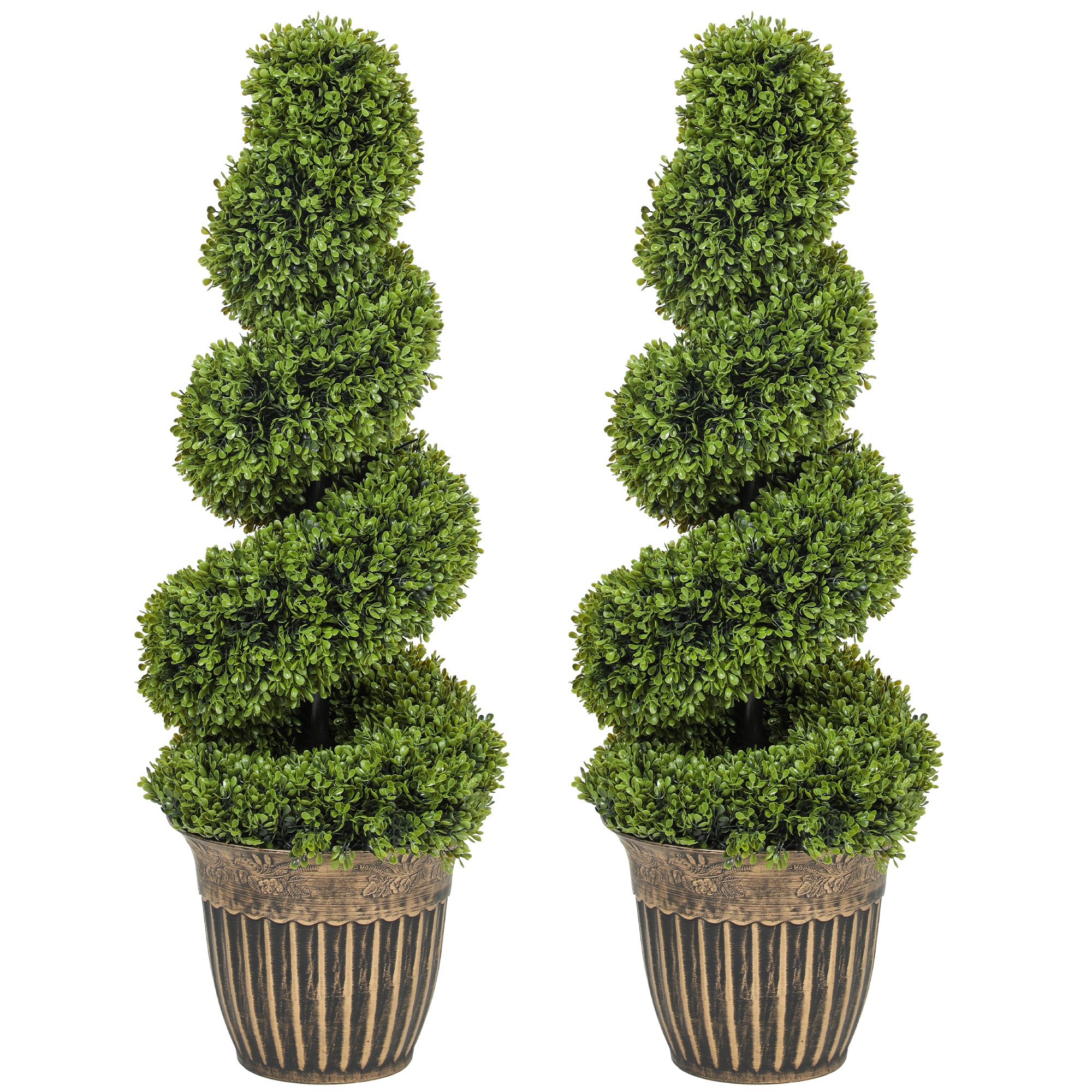AURHEL PE Artificial Topiary Tree Set - Light Green - Life Essentials