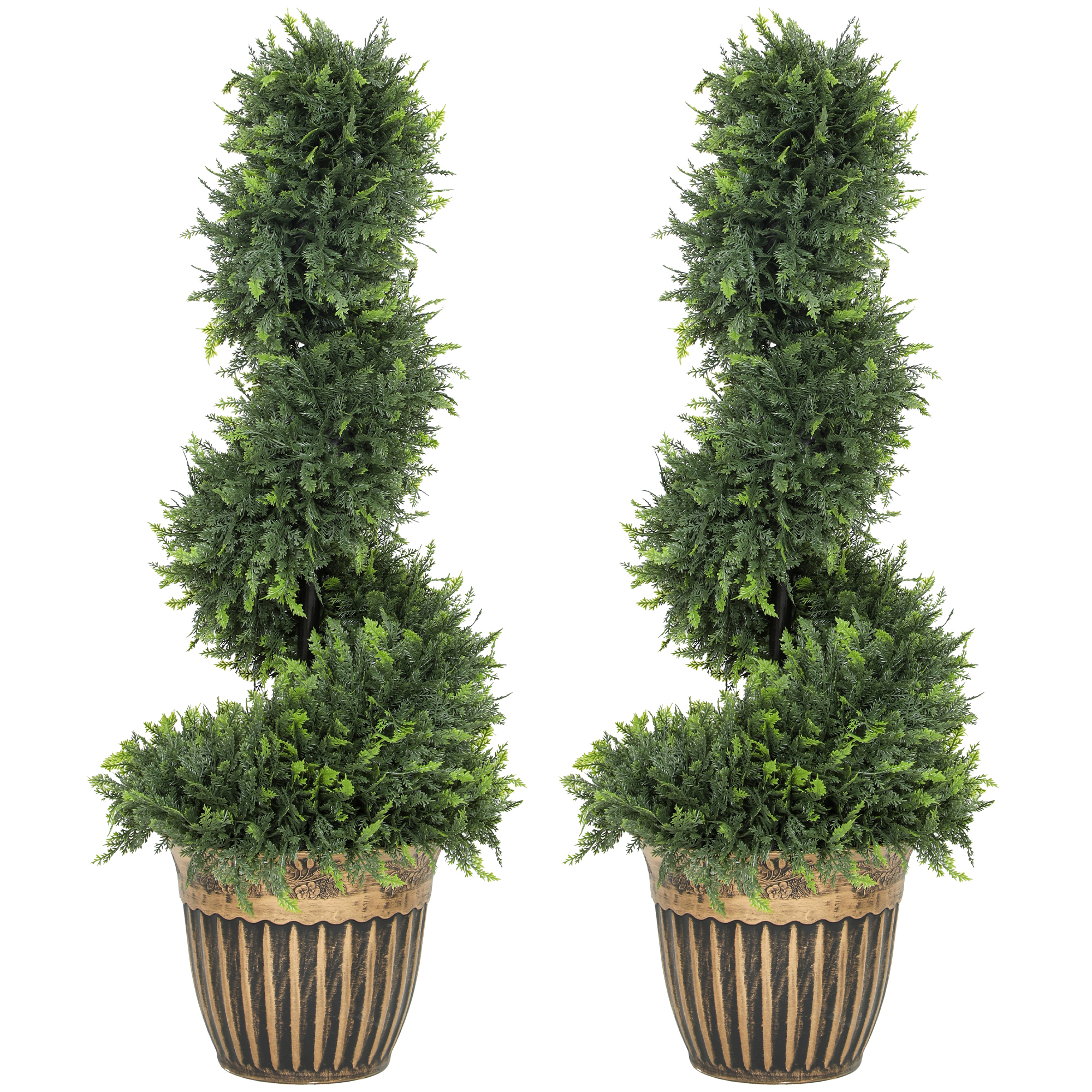 AURHEL PE Artificial Boxwood Tree Set - Green - Life Essentials