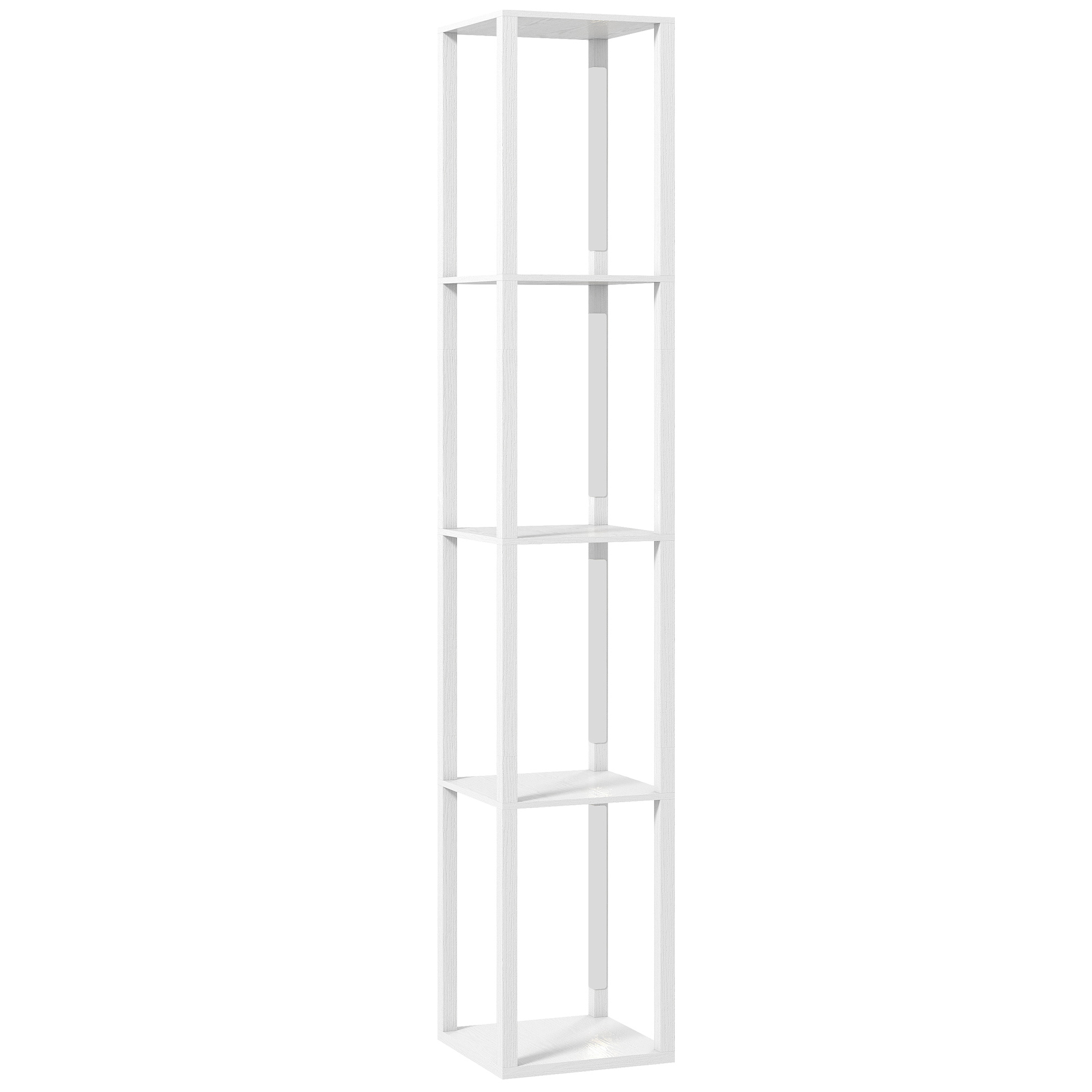 SOLVIA Wooden Floor Lamp with Shelves - White - Life Essentials