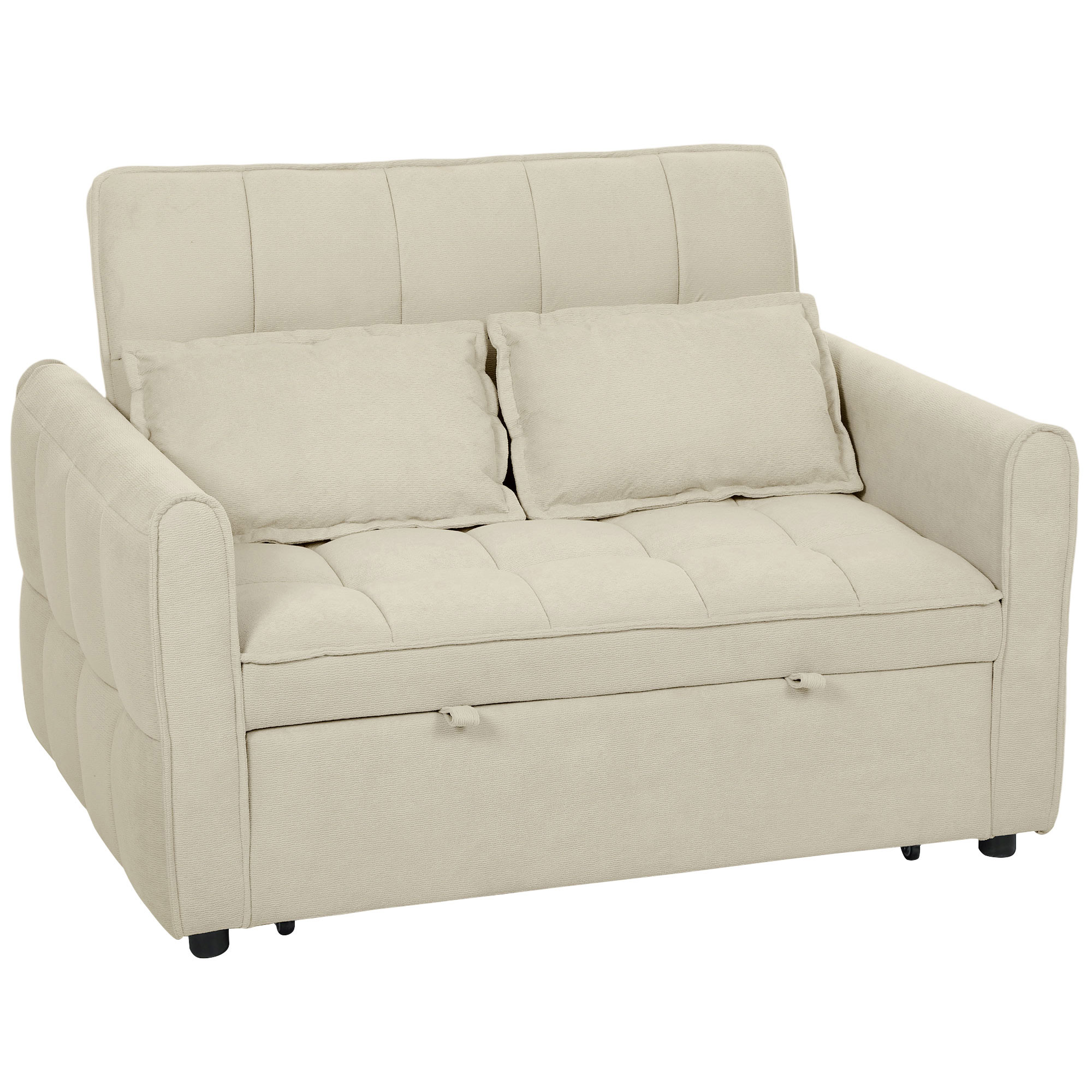 NOVURE Wooden 3 Seater Sofa Bed - Tan - Life Essentials
