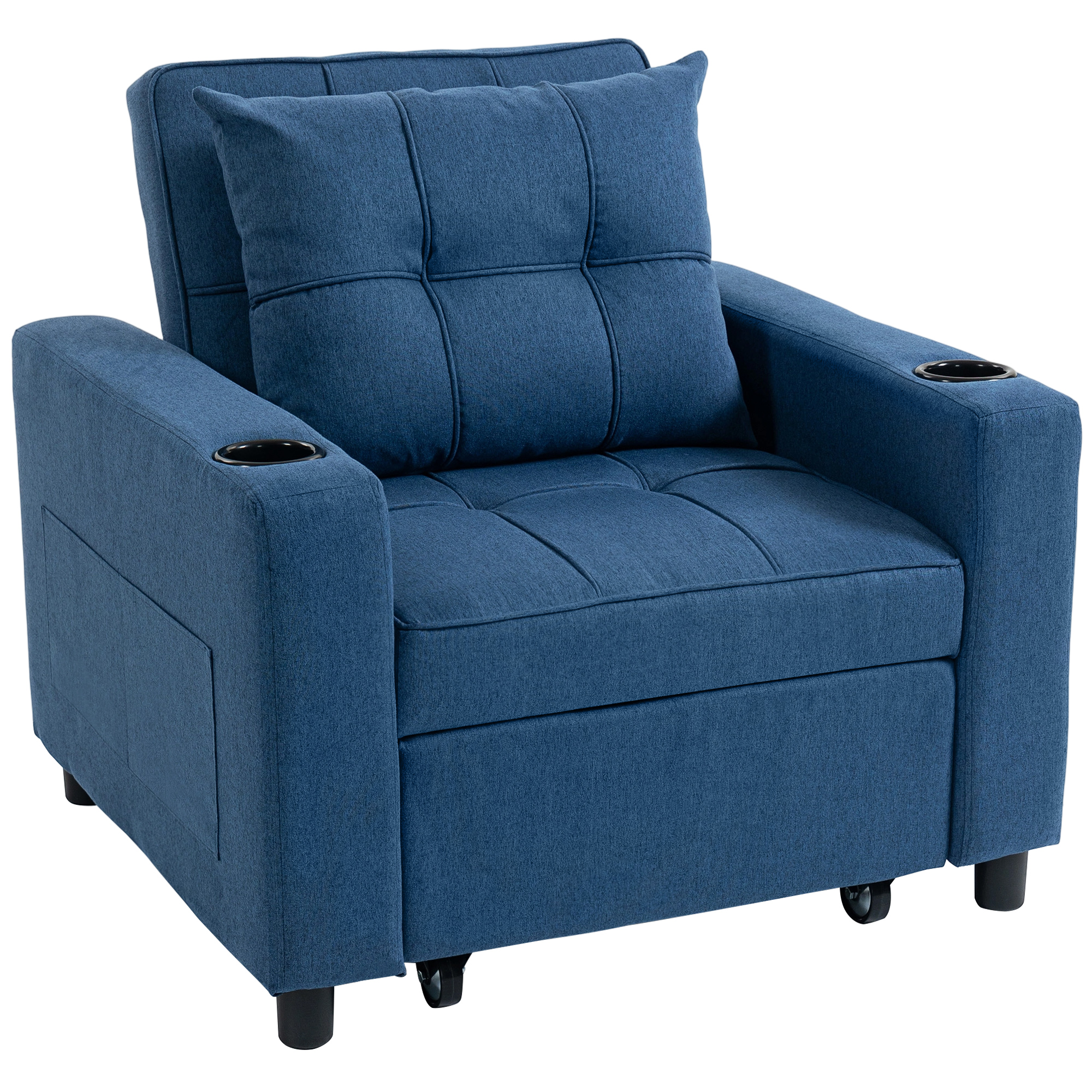 NOVORE Wooden Single Sofa Bed - Blue - Life Essentials