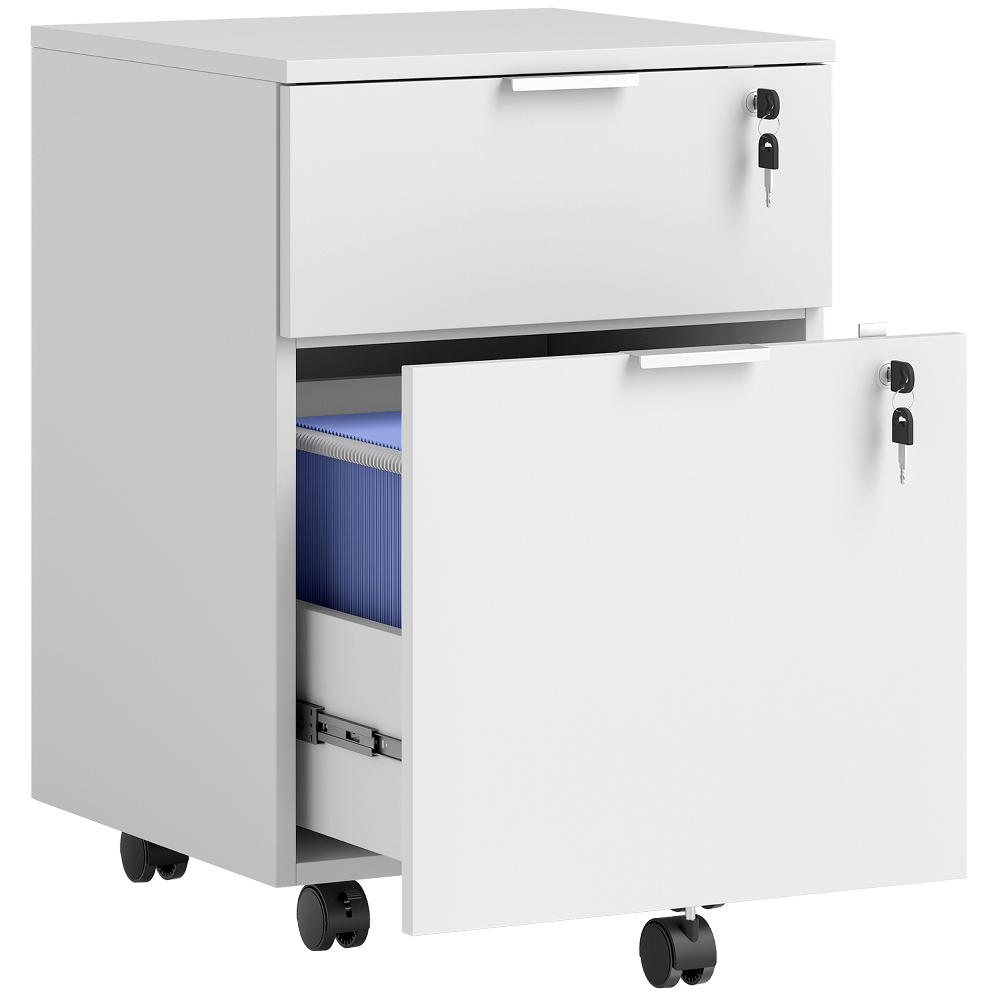 STERELI Wooden 2 Drawer Filing Cabinet - White - Life Essentials
