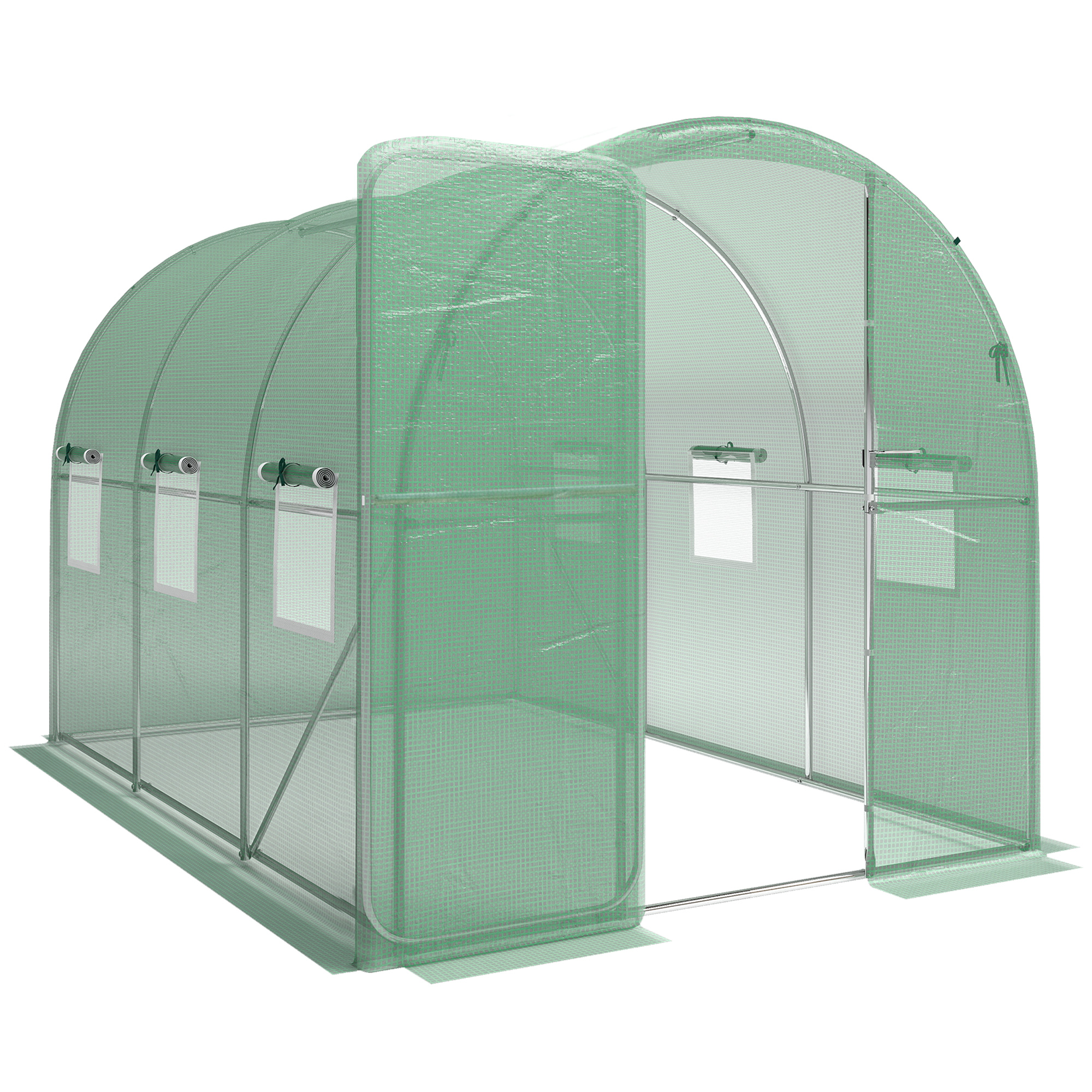 HAVSER PE Walk-In Polytunnel Greenhouse - Green, 200cm - Life Essentials
