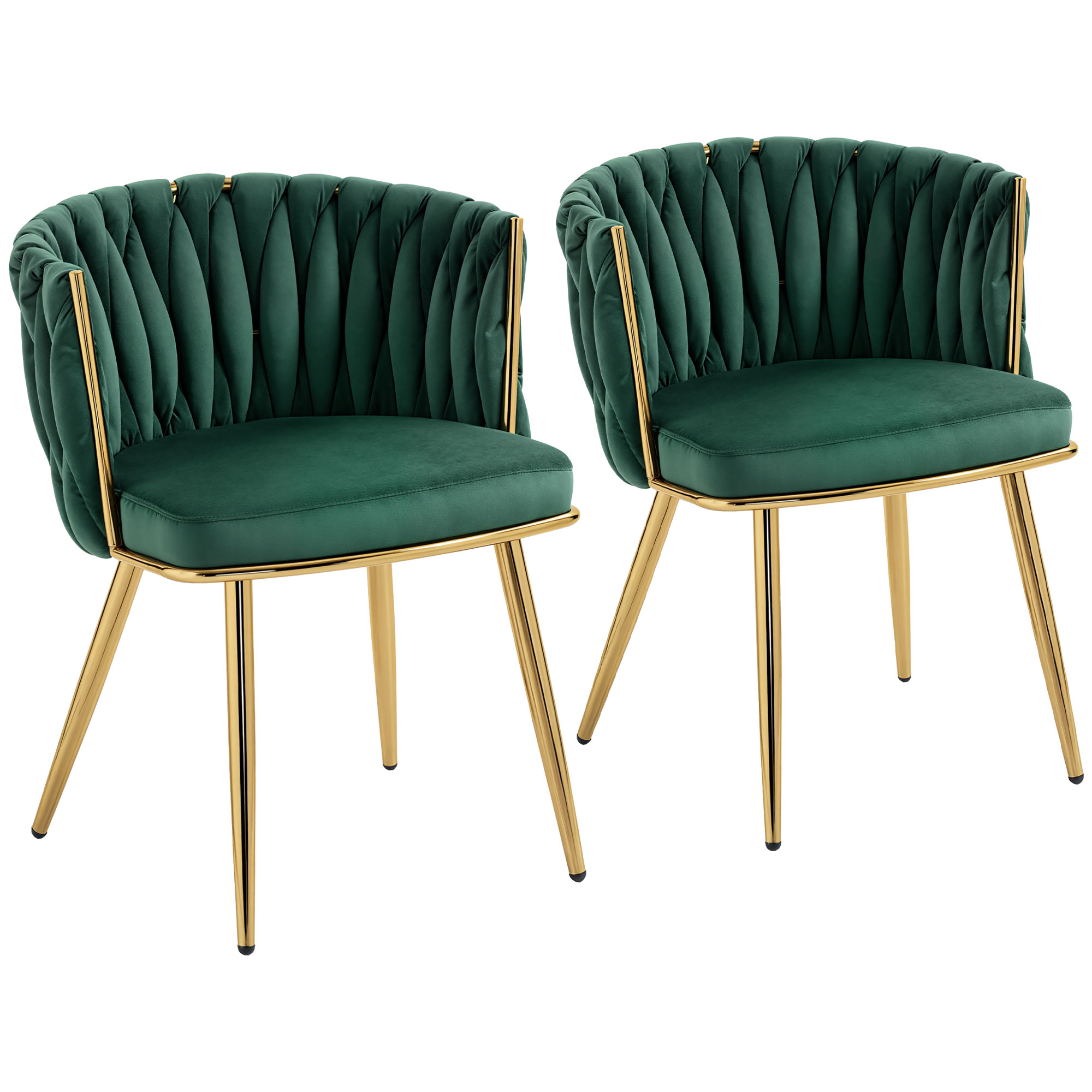 NOVARA Velvet Dining Chair Set - Dark Green - Life Essentials