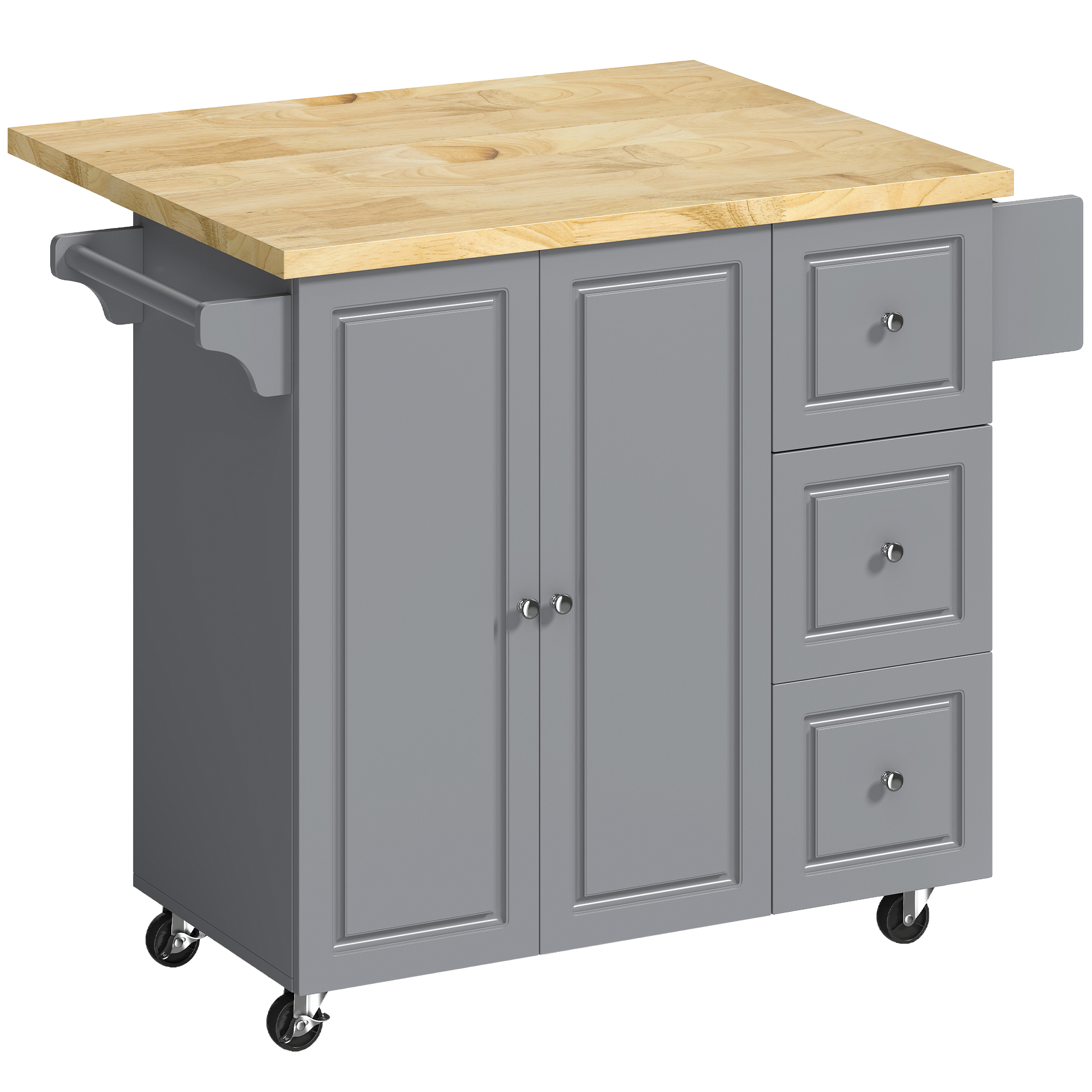 AURVIA Wooden Kitchen Island Trolley - Grey - Life Essentials