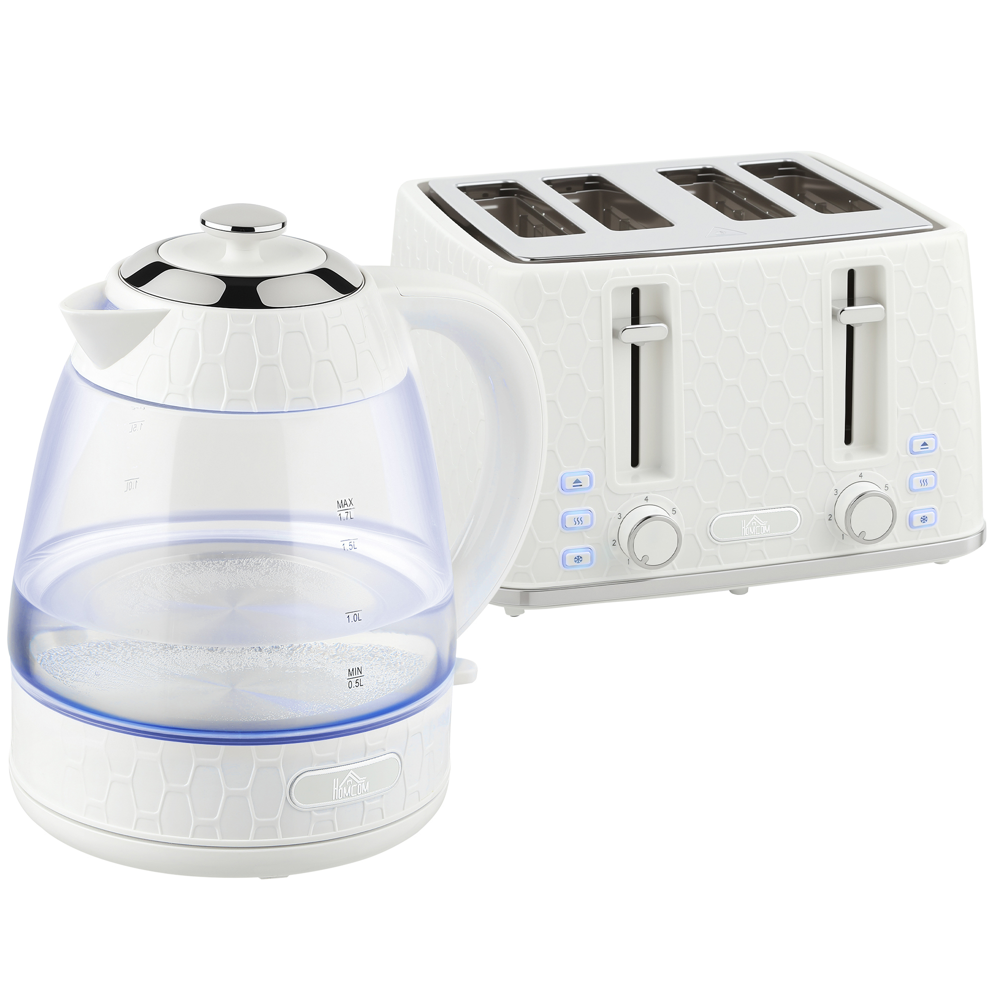 AUREOS Steel Kettle and Toaster Set - Cream - Life Essentials