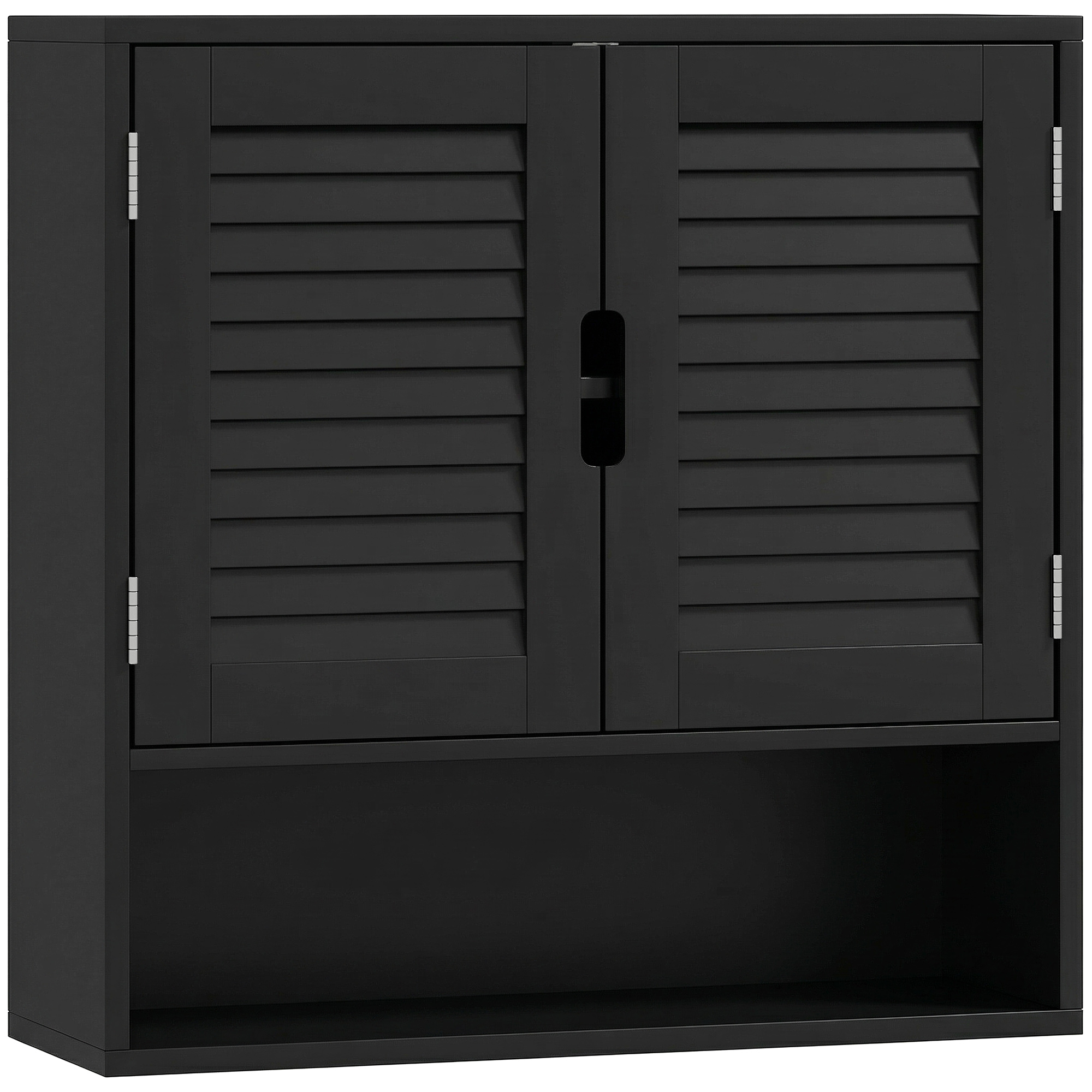 LUXAUX Wooden Wall Mounted Bathroom Cabinet - Black - Life Essentials