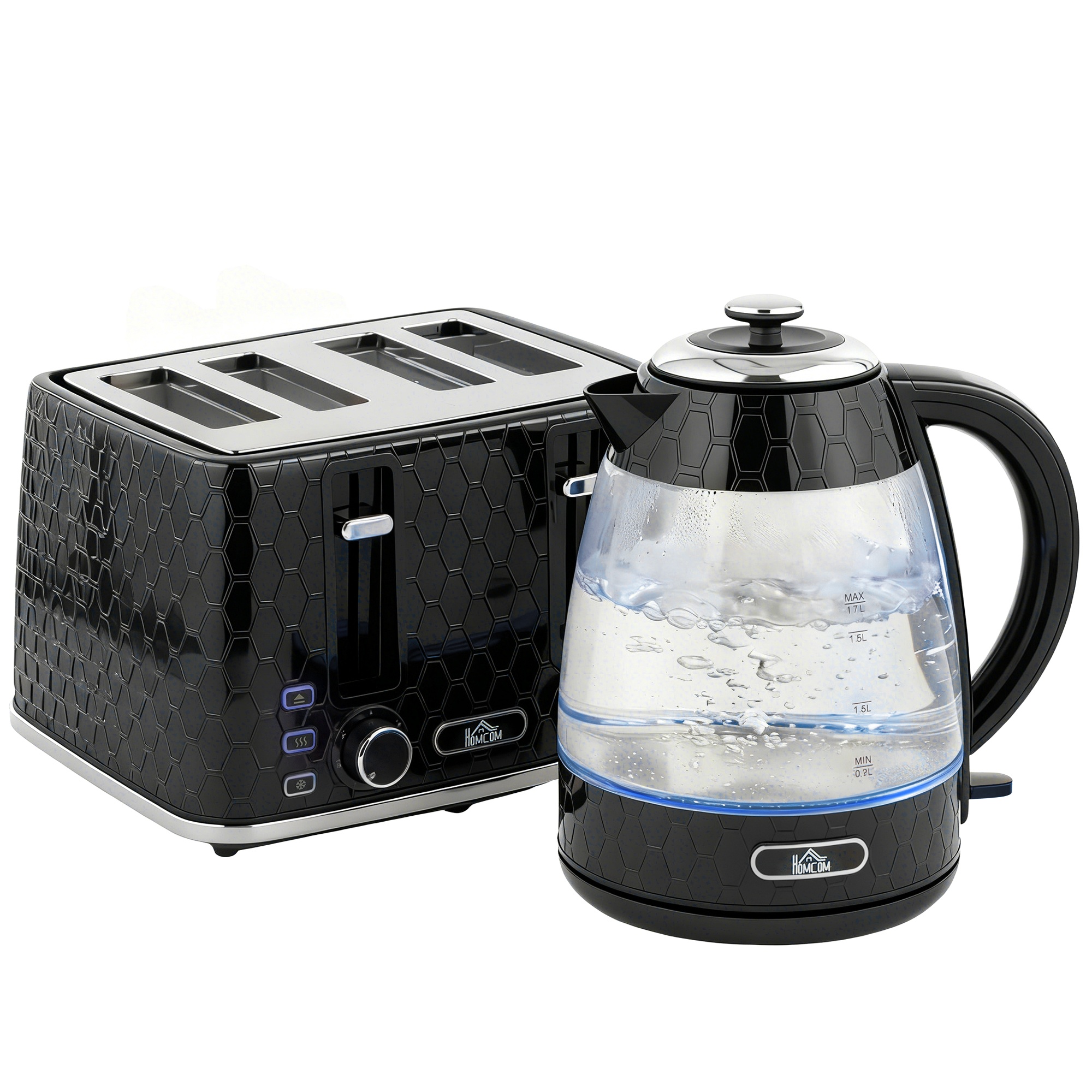 AUREOS Steel Kettle and Toaster Set - Black - Life Essentials