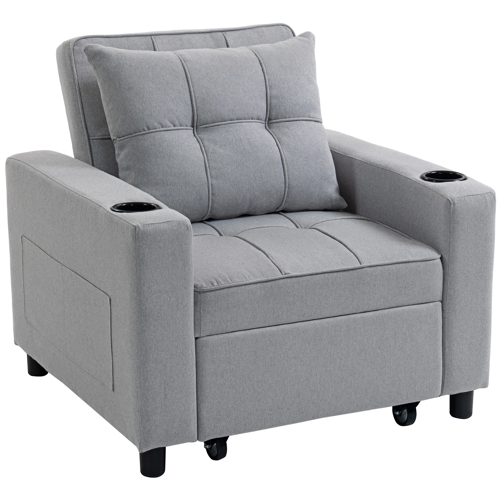 NOVORE Wooden Single Sofa Bed - Light Grey - Life Essentials
