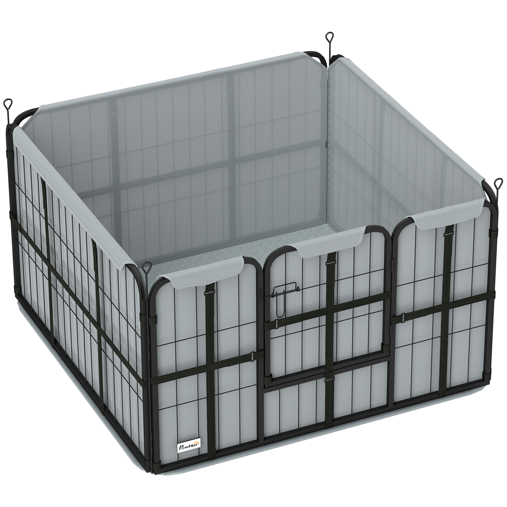 VELQORA 102 x 102 x 60 cm Steel Dog Whelping Box with Washable Pad and Wind Resistant Cover - Black - Life Essentials