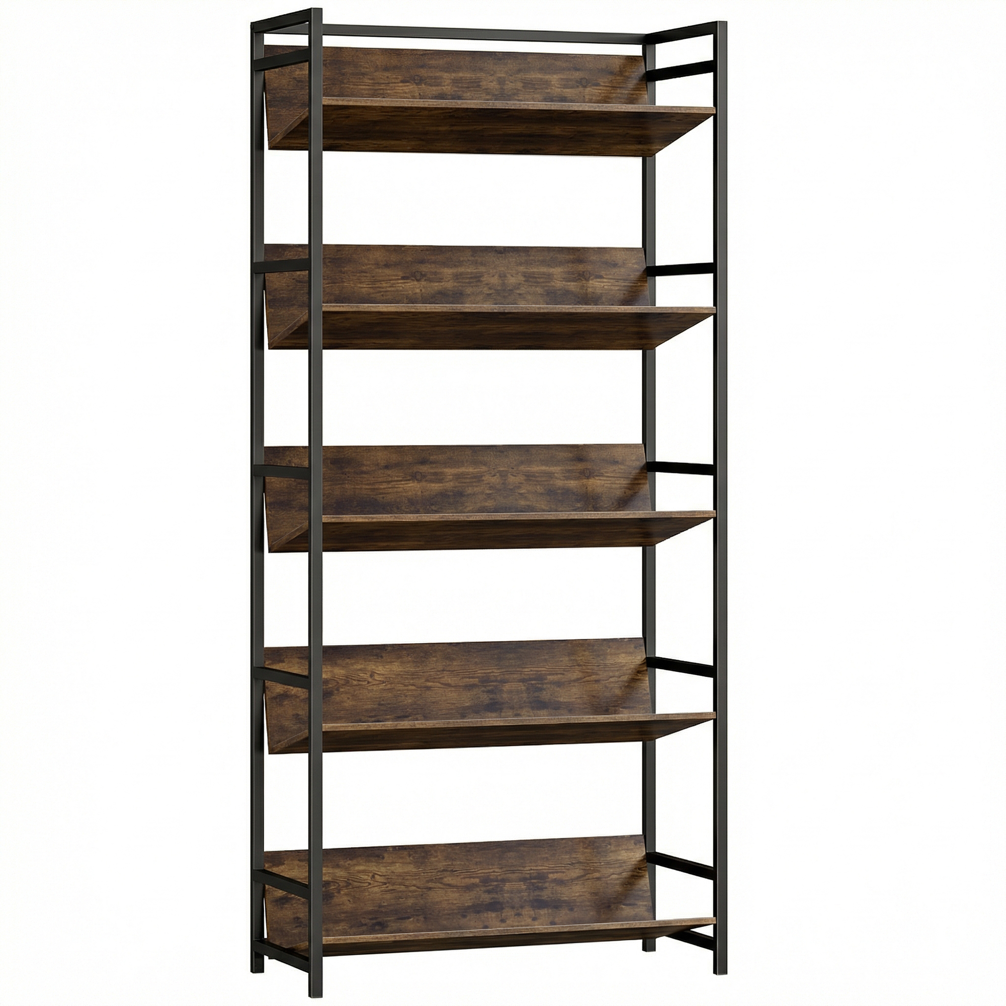 Dormont Rustic Brown Steel 5 Tier Bookcase - 80cm - Life Essentials