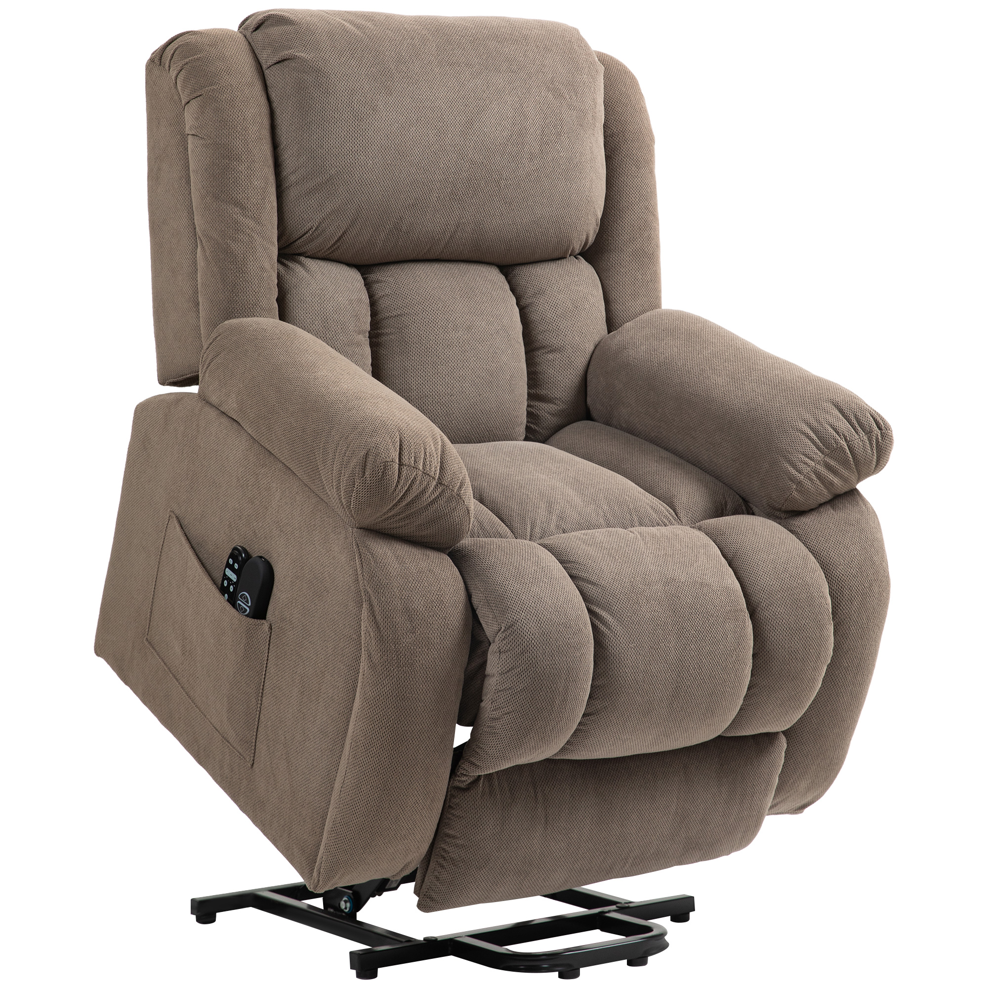 Dorford Velvet Recliner Armchair Massage and Heat - Light Brown - Life Essentials