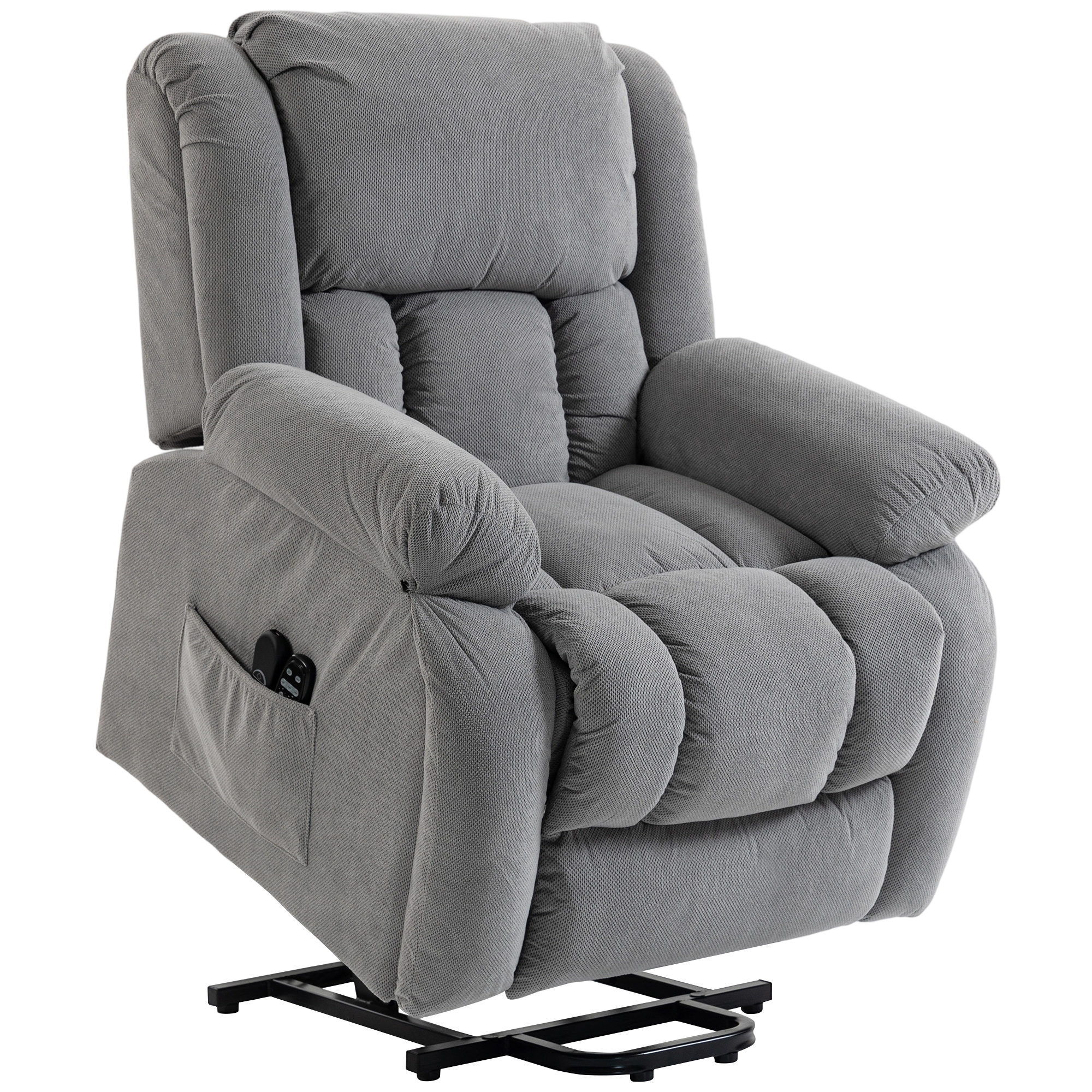 Dorford Velvet Recliner Armchair Massage and Heat - Light Grey - Life Essentials