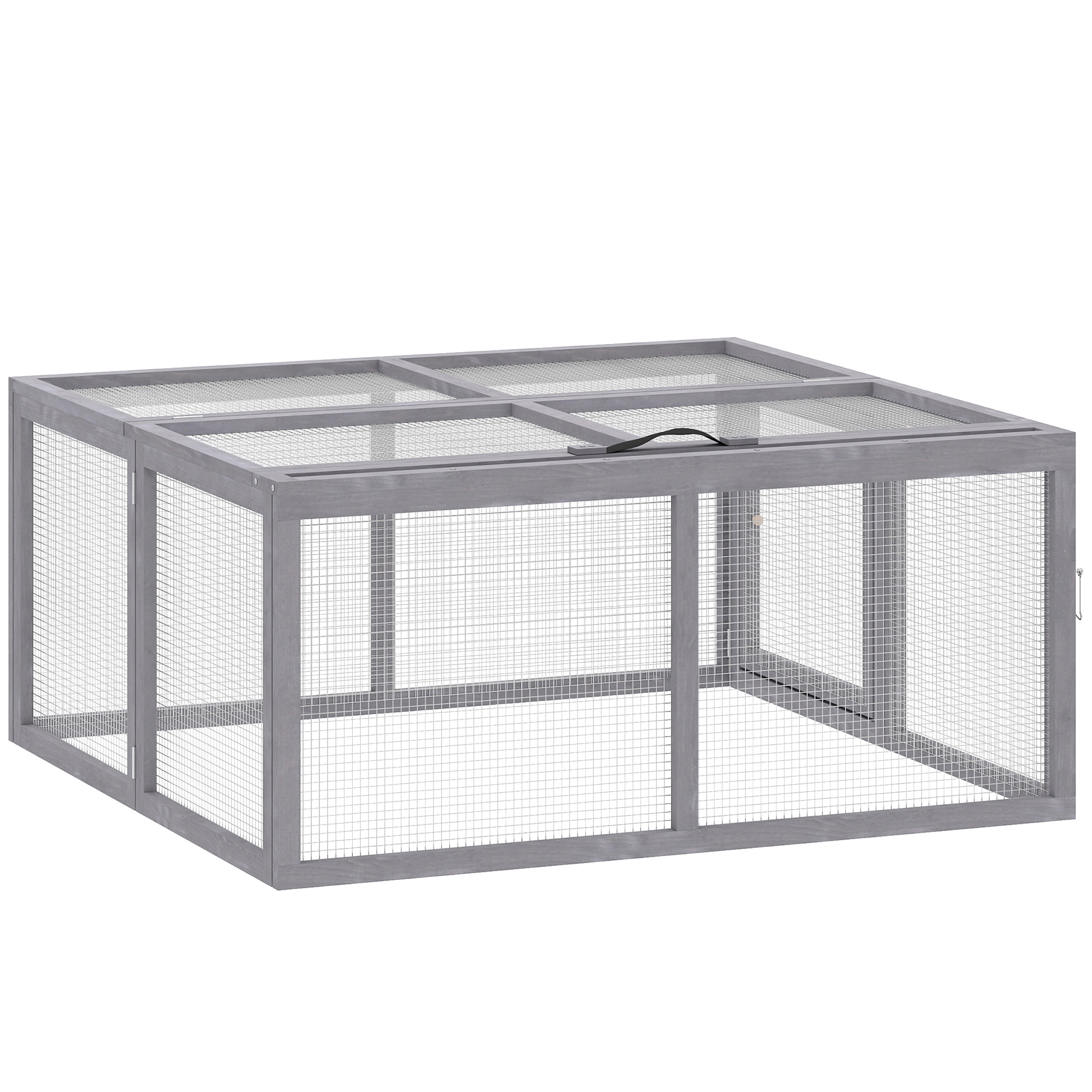 Asheth Grey Pine Wood Rabbit Hutch - 105cm - Life Essentials