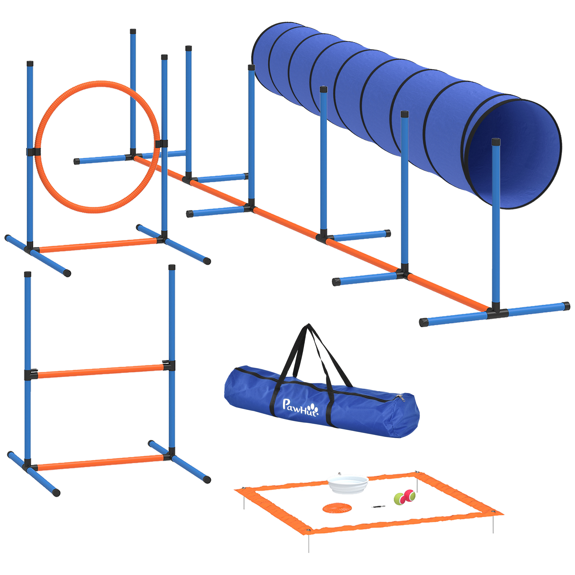 Serar Orange Fabric Pet Agility Training Set with Tunnel - 72cm - Life Essentials