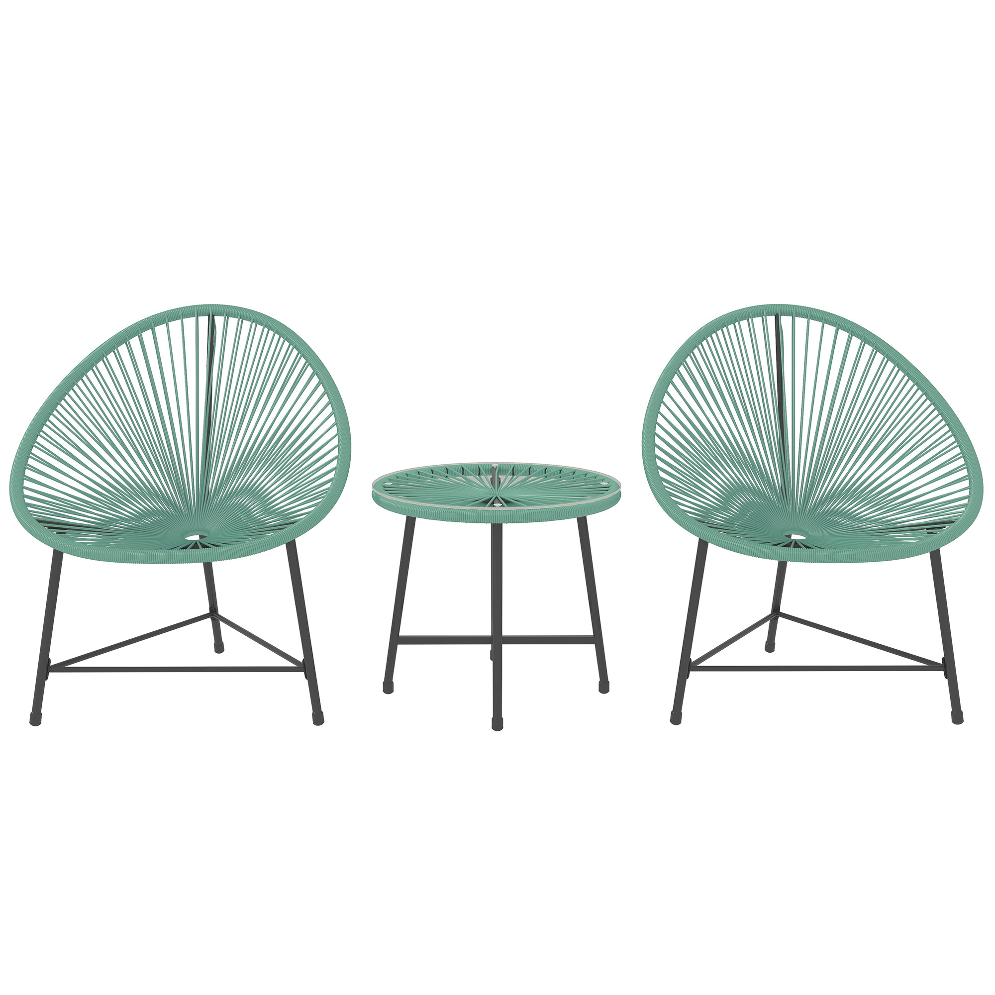 Marmont Green PE Rattan 3 Pieces Garden Furniture Set - 72cm - Life Essentials