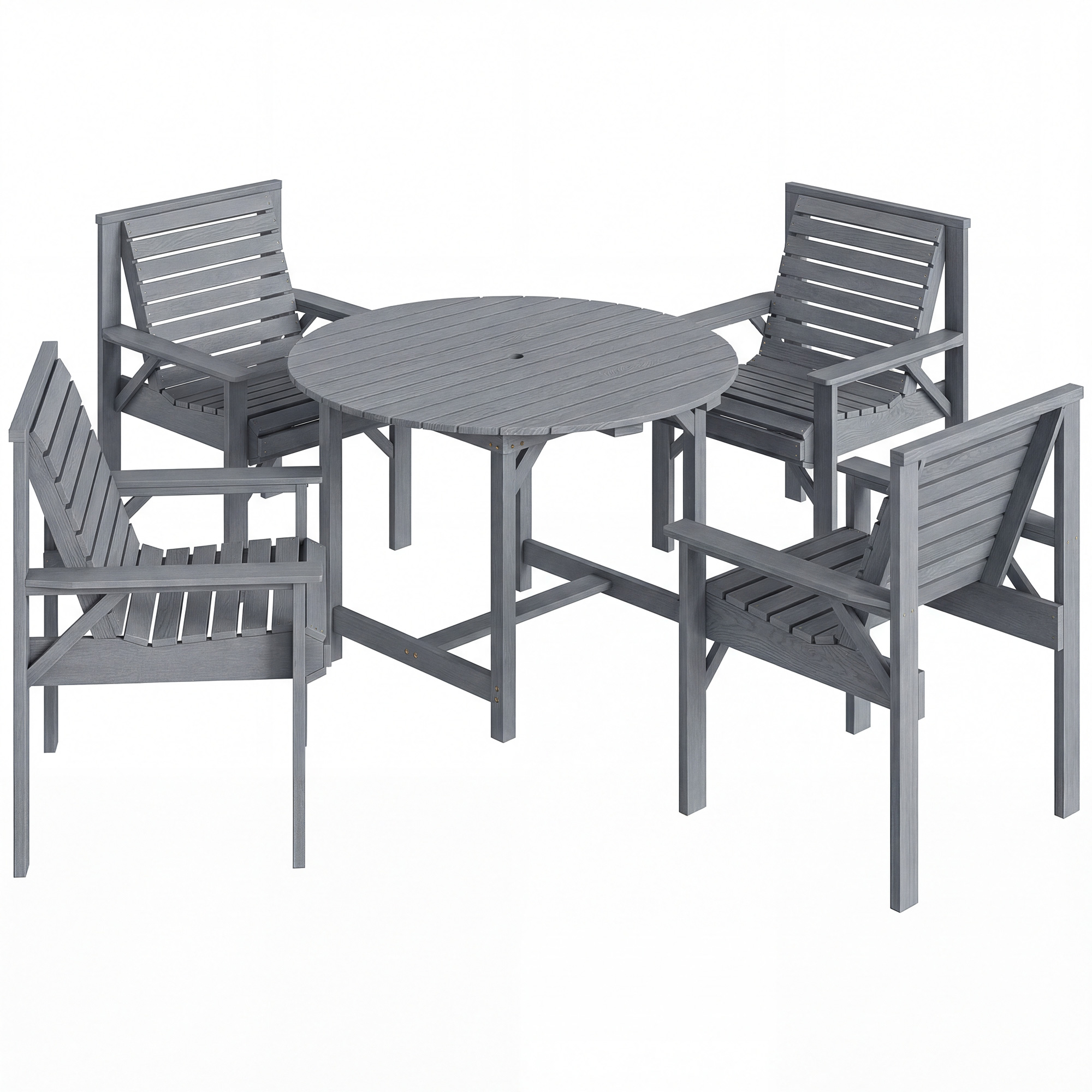 Brithor Grey Fir Wood Table and Chairs Set - 100cm - Life Essentials