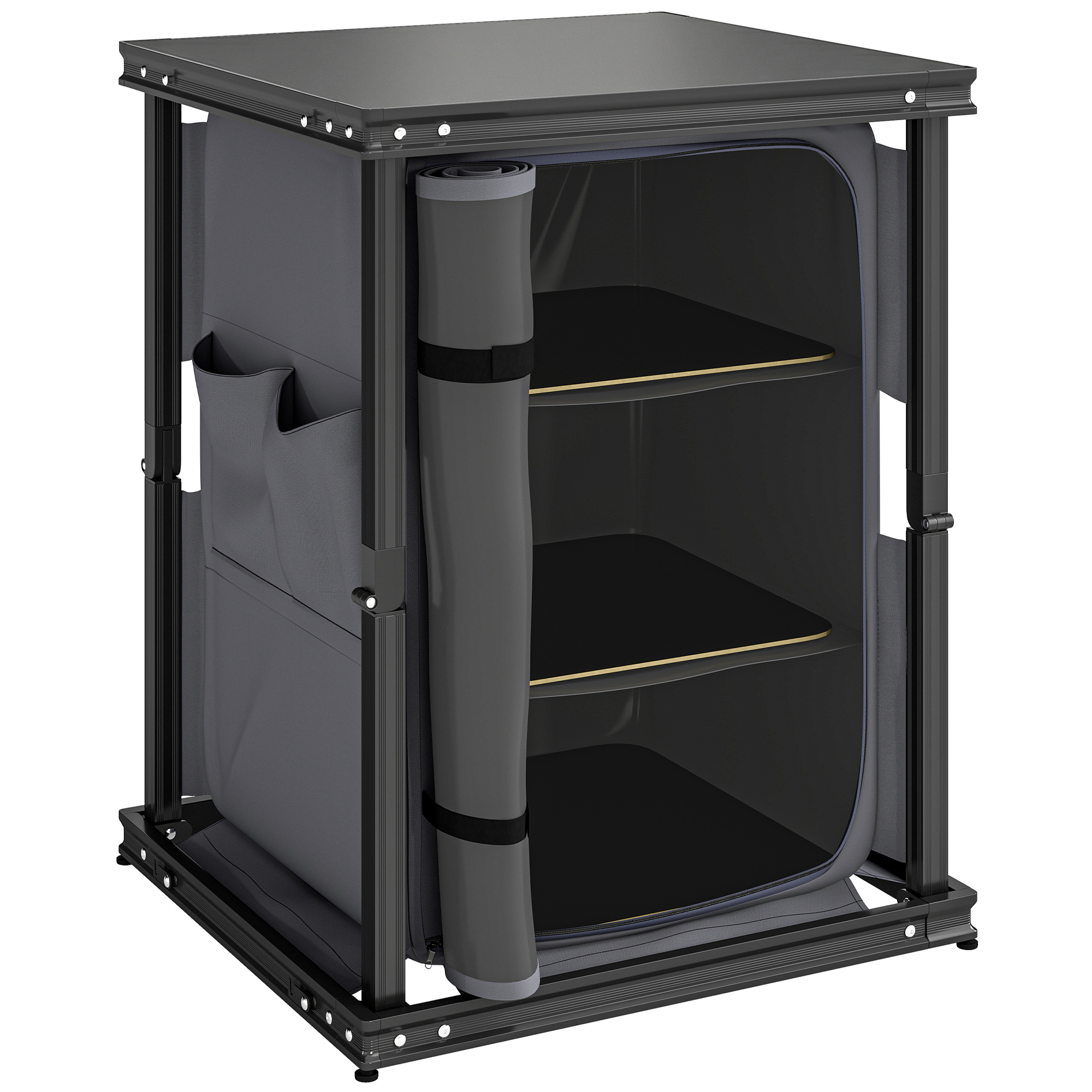 Ivyel Black Fabric Folding Camping Storage Cabinet - 61cm - Life Essentials