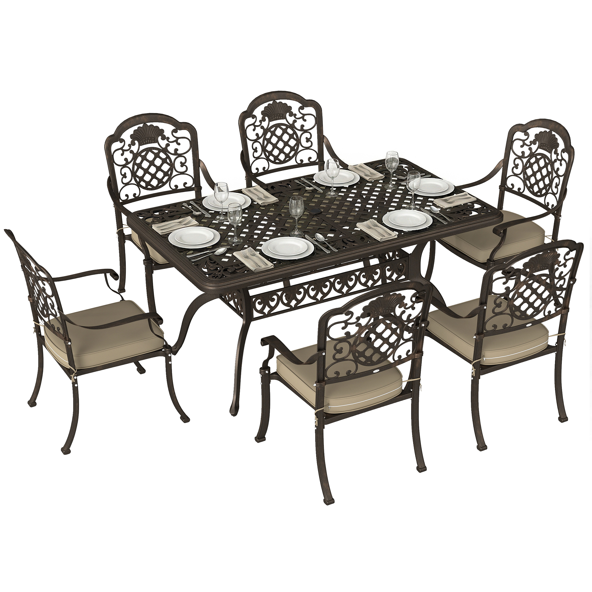 Ashena Khaki Aluminium Table and Chairs Set - 90cm - Life Essentials