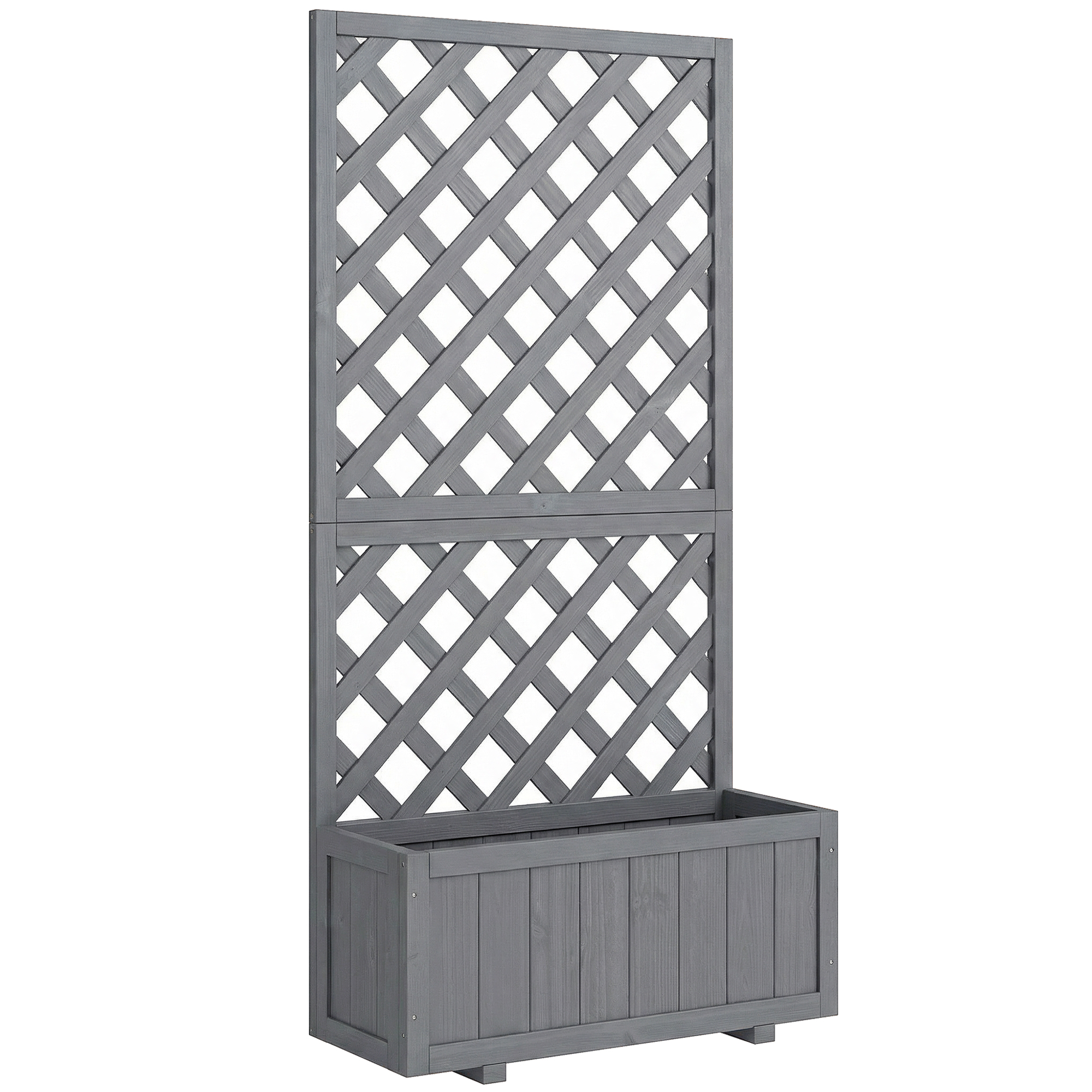 Luxhall Grey Fir Wood Planter with Trellis - 31.5cm - Life Essentials