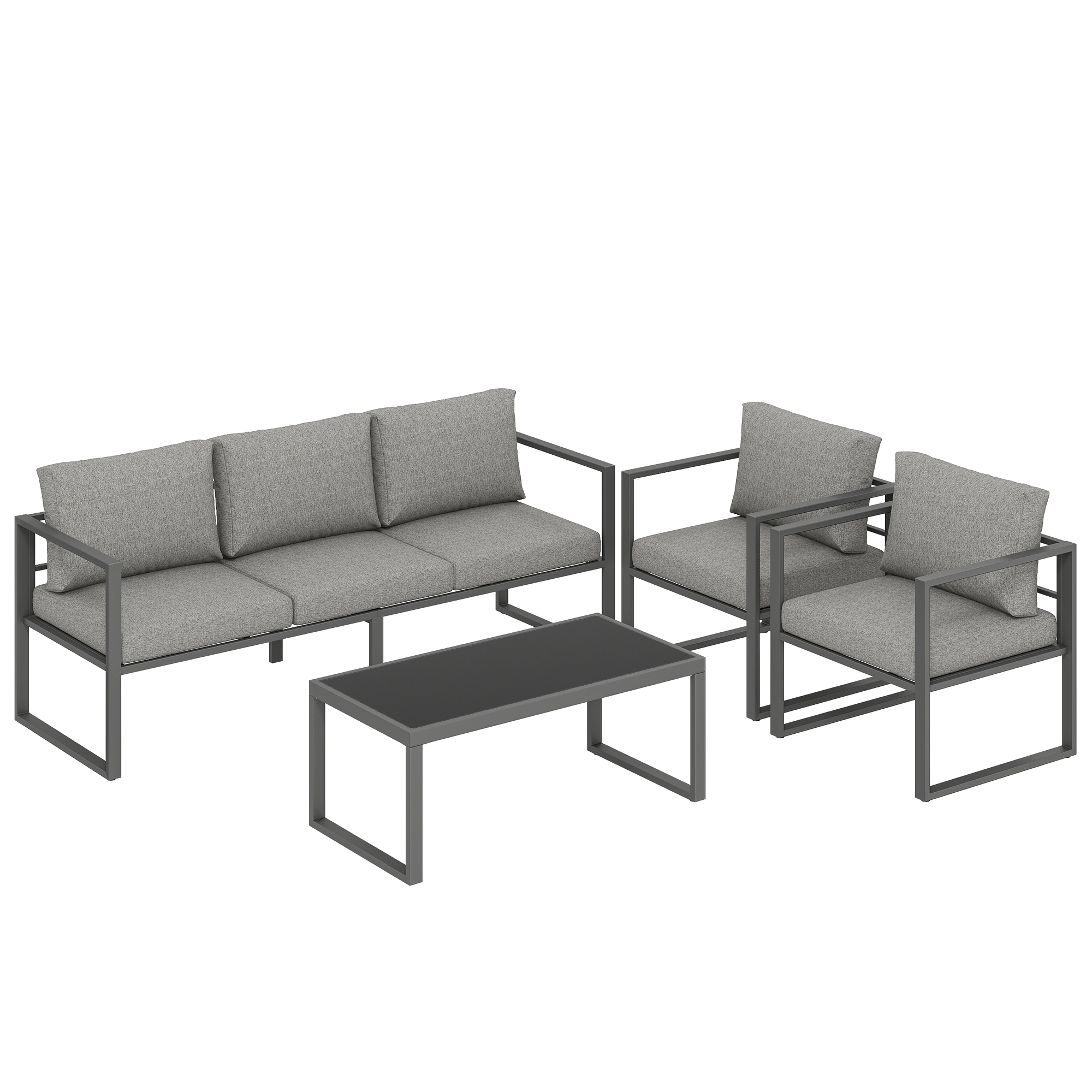 Evoen Dark Grey Fabric 4 Piece Corner Sofa Set - 302cm - Life Essentials