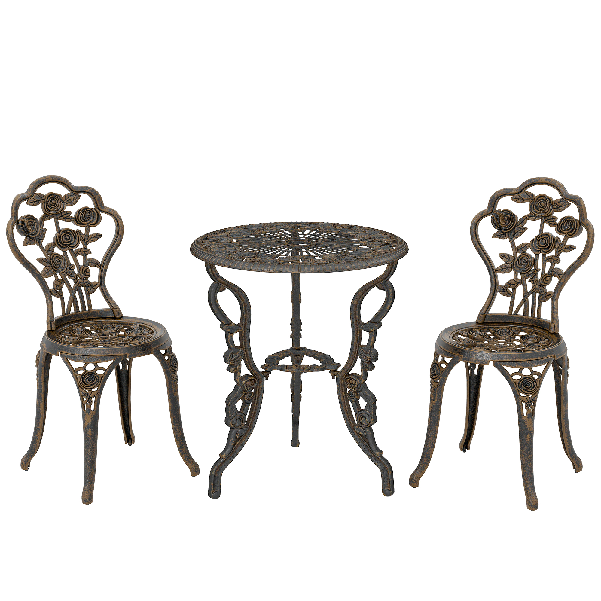Ivehall Bronze Tone Aluminium Table and Chair Set - 40cm - Life Essentials