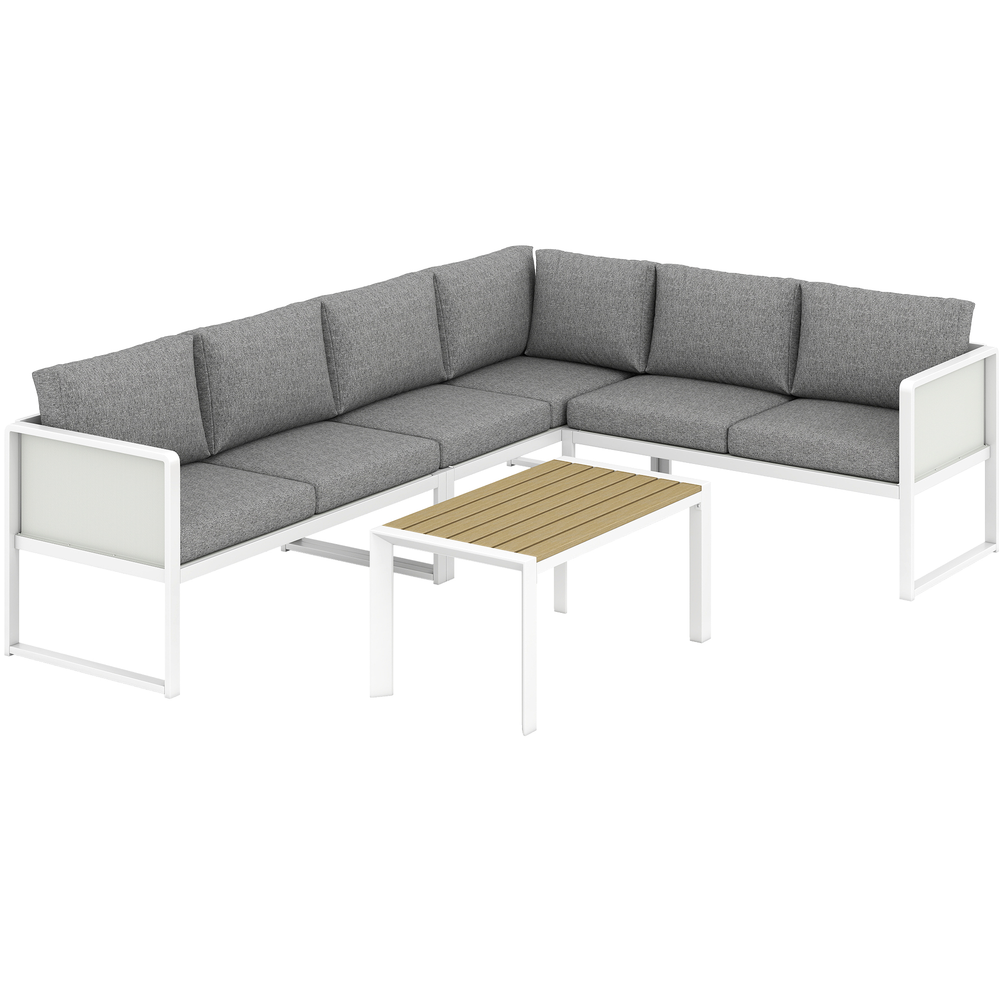 Harwick Metal 6 Seater Corner Sofa Set - White - Life Essentials