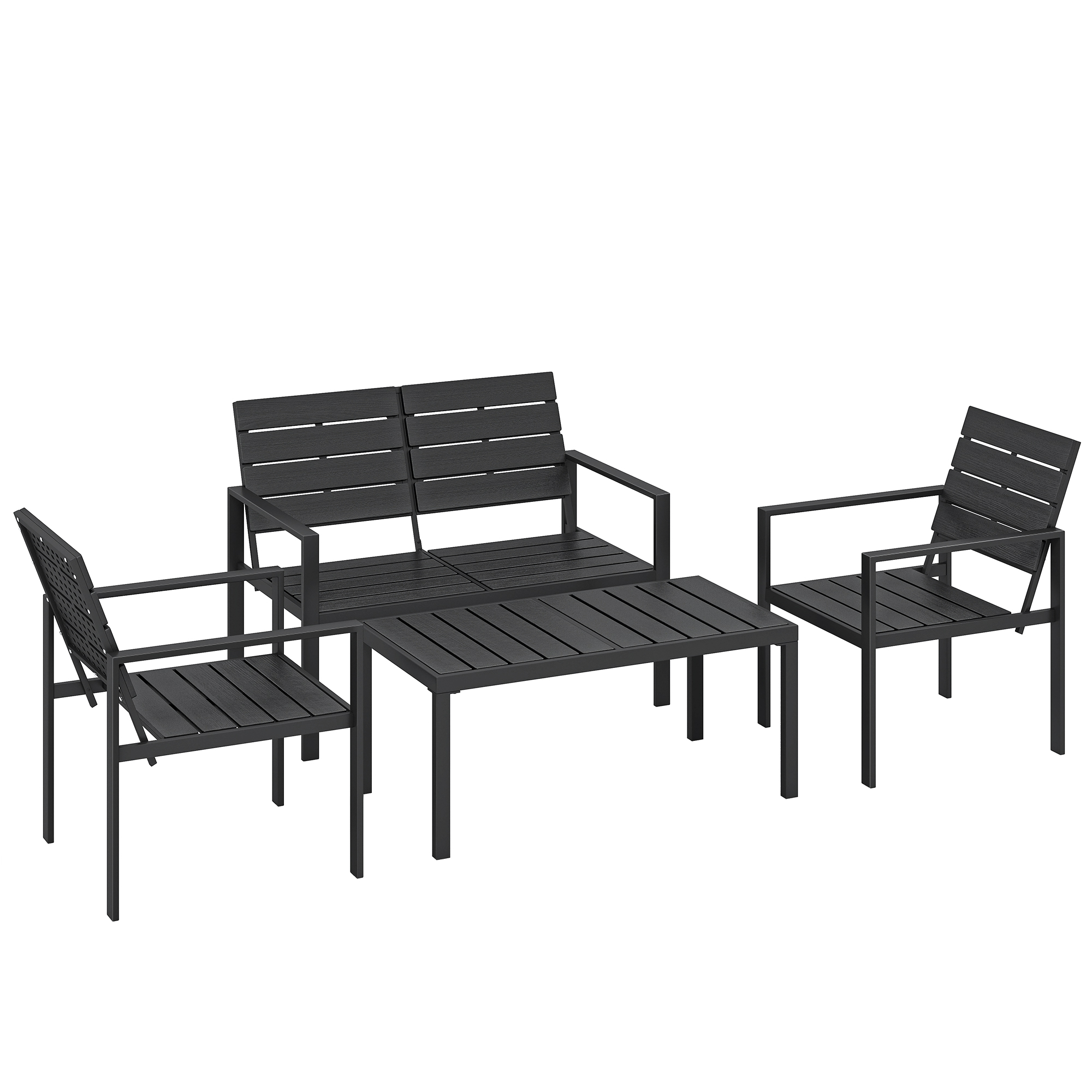 Camwick Black Metal Sofa Set with 2 Armchairs - 104cm - Life Essentials