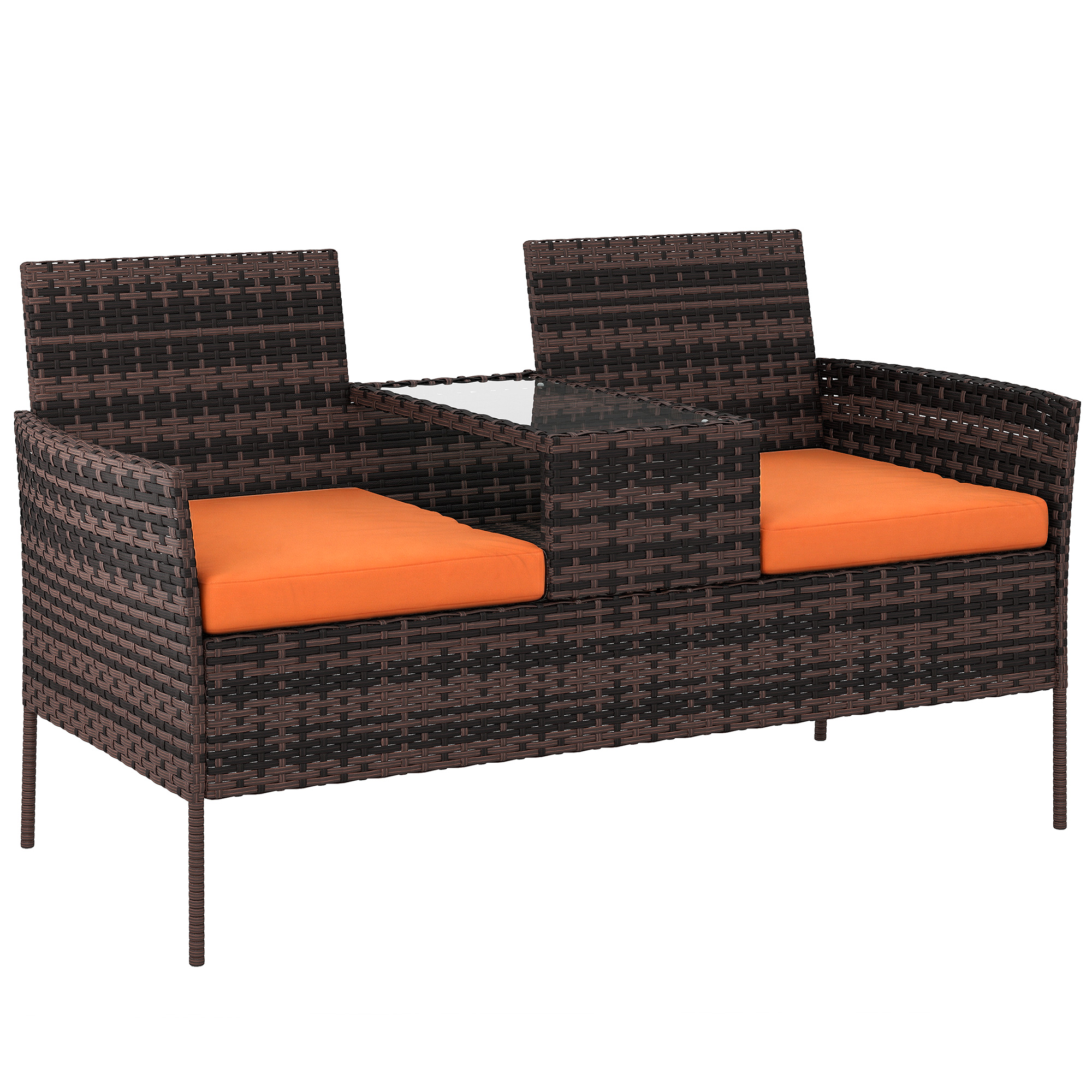 Normoor Orange PE Rattan Garden 2 Seats Chair - 137cm - Life Essentials