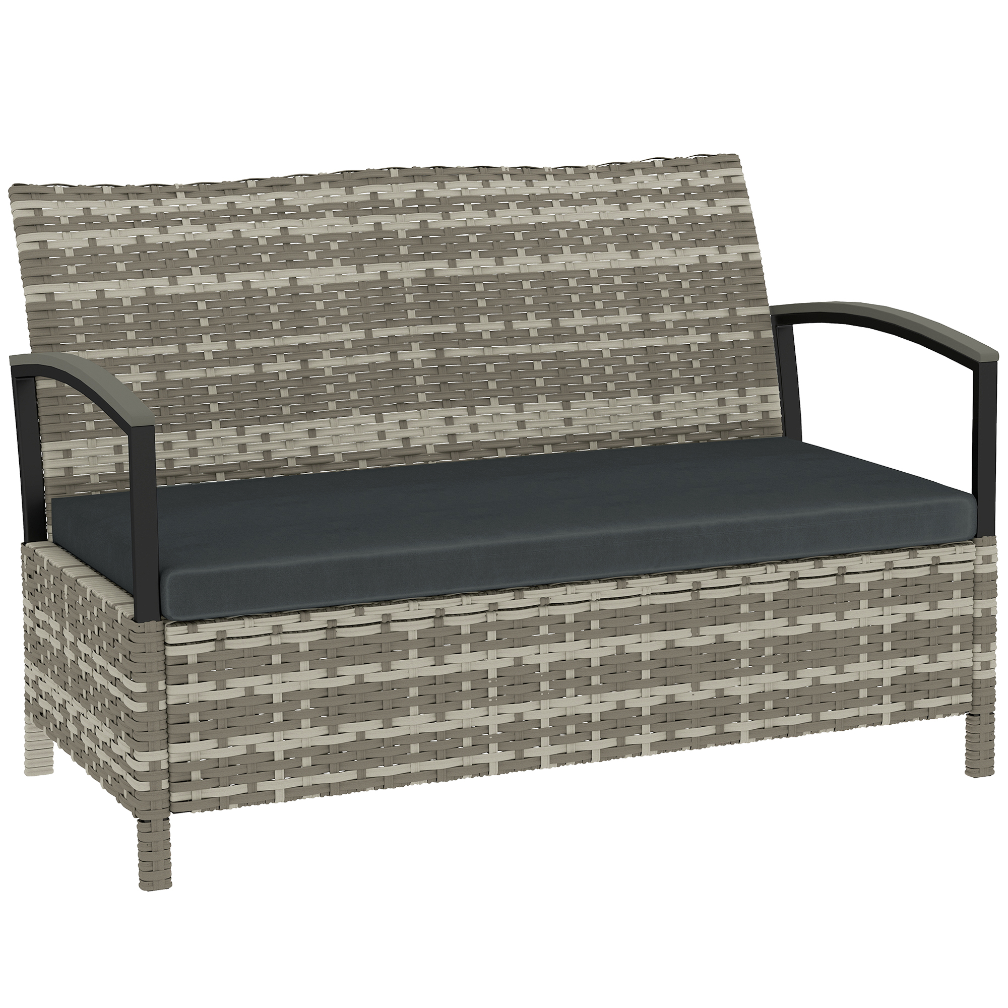 Camwood Dark Grey PE Rattan Bench Storage Box - 123cm - Life Essentials