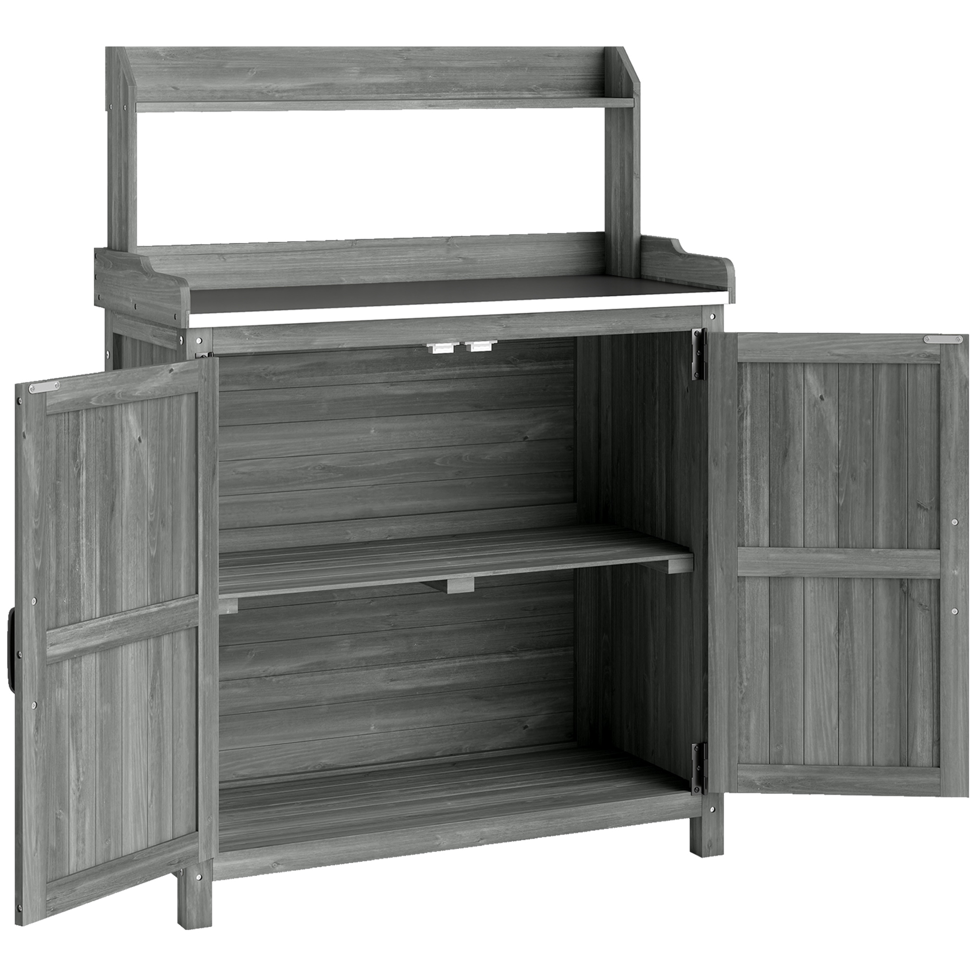 Norel Grey Fir Wood Potting Bench Table - 40cm - Life Essentials