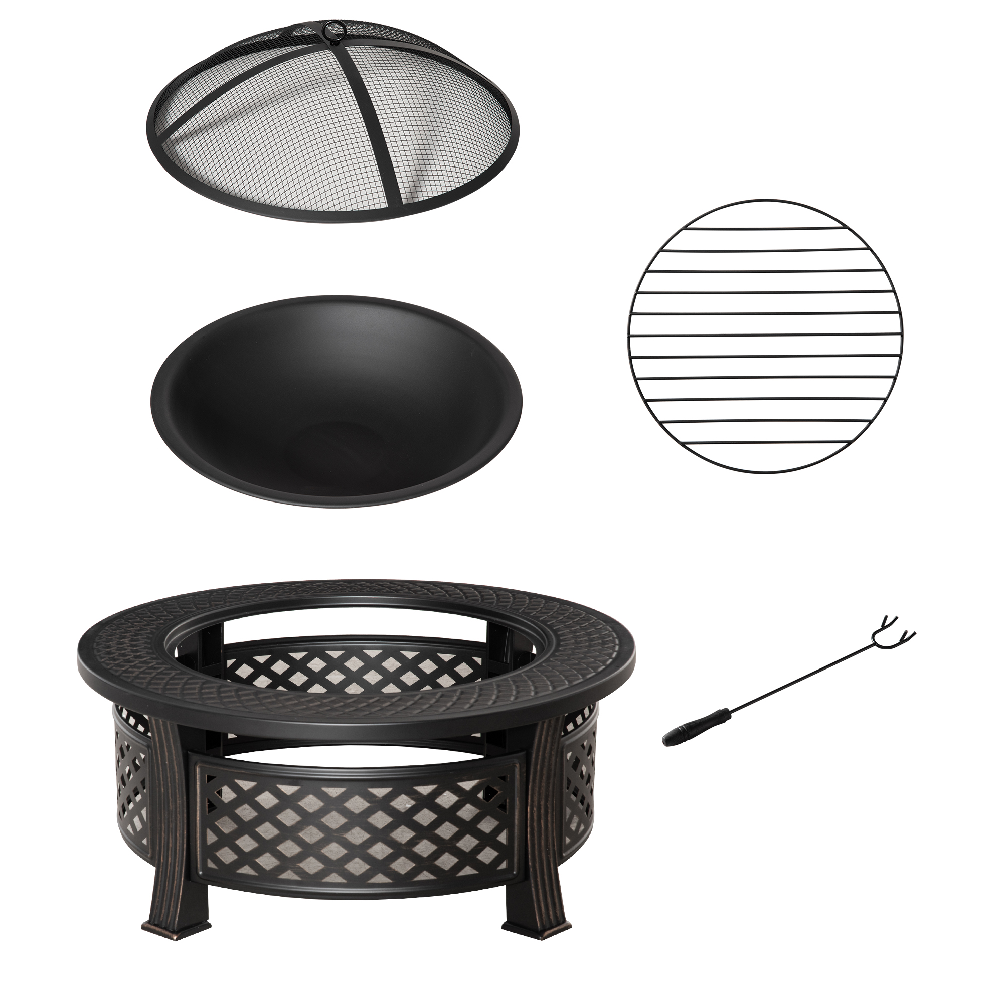 Aurion Bronze Tone Steel Fire Pit - 81cm - Life Essentials