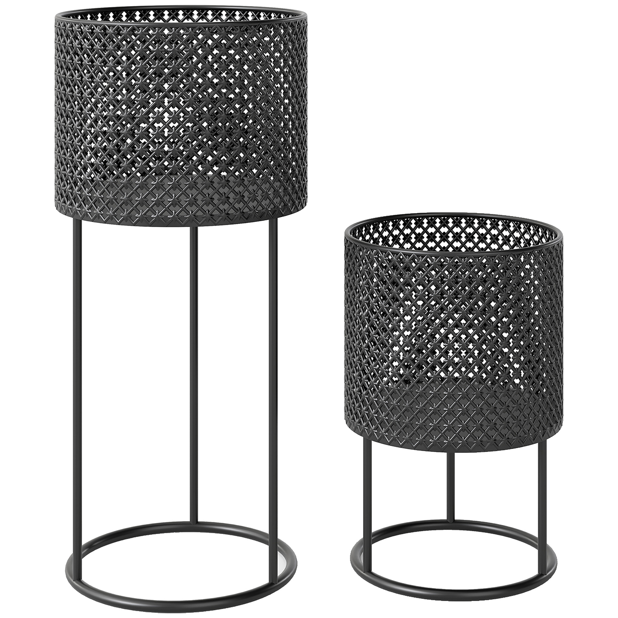 Seris Black Metal Planter Set of 2 - 23cm - Life Essentials