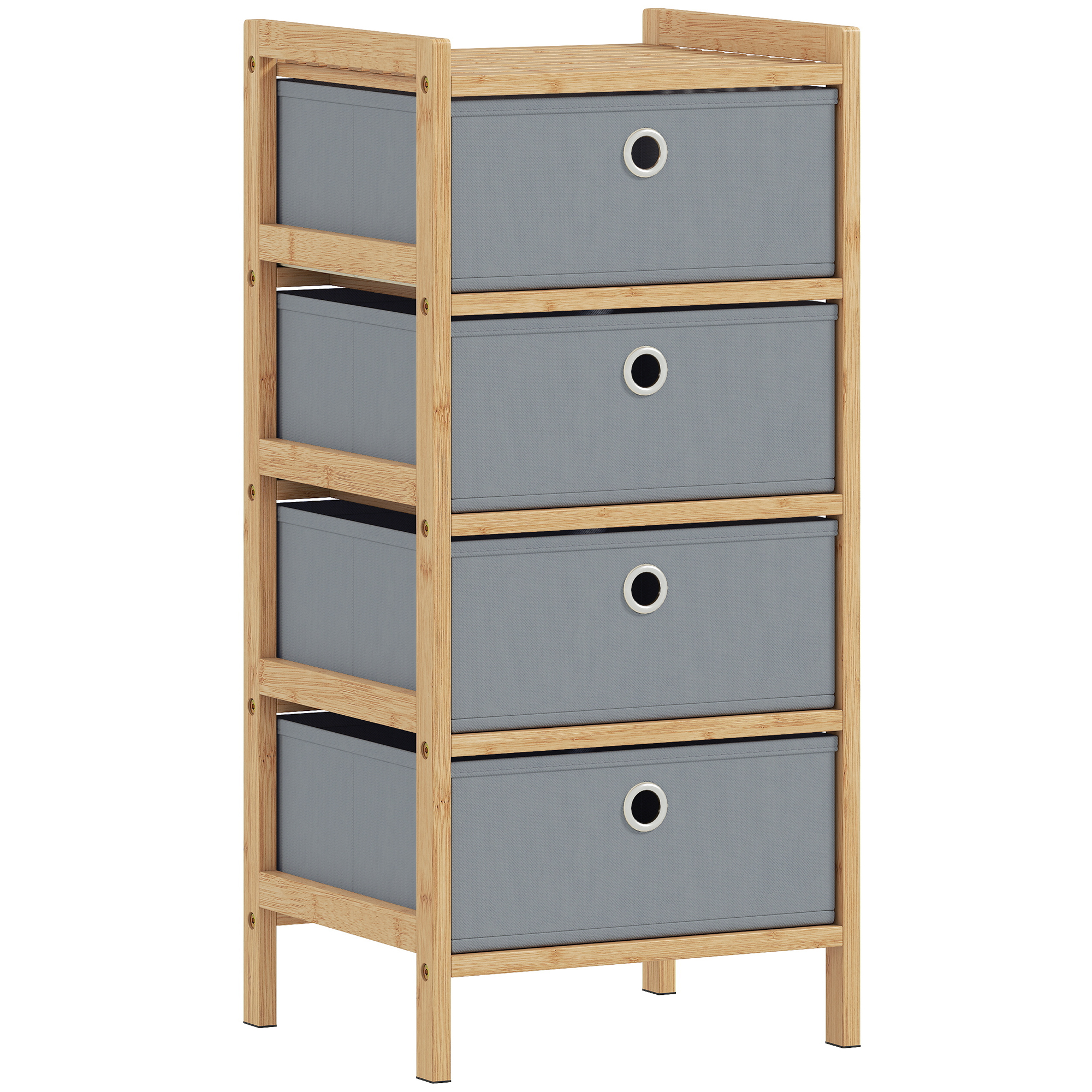 Elmmoor Light Grey Fabric Chest of Drawers - Small-sized, 5 Drawers - Life Essentials
